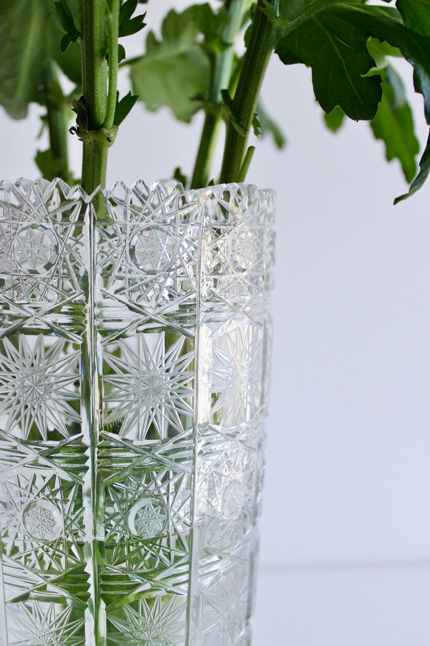 Vintage Hand-Cut Crystal Vase – Starburst Pattern