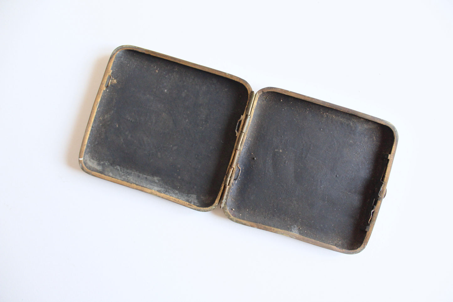Vintage Etched Brass Cigarette Case with Pagoda Scene