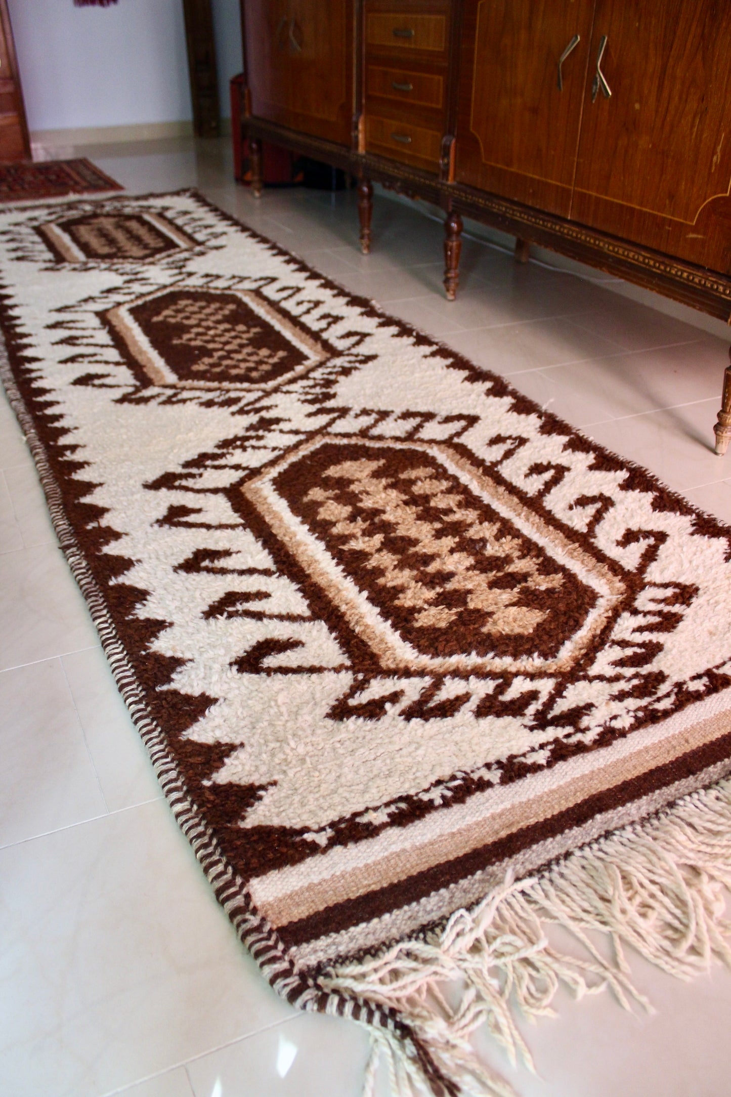 *RARE* Vintage Undyed Arabian Sadu Wool Runner - 102 × 385 cm