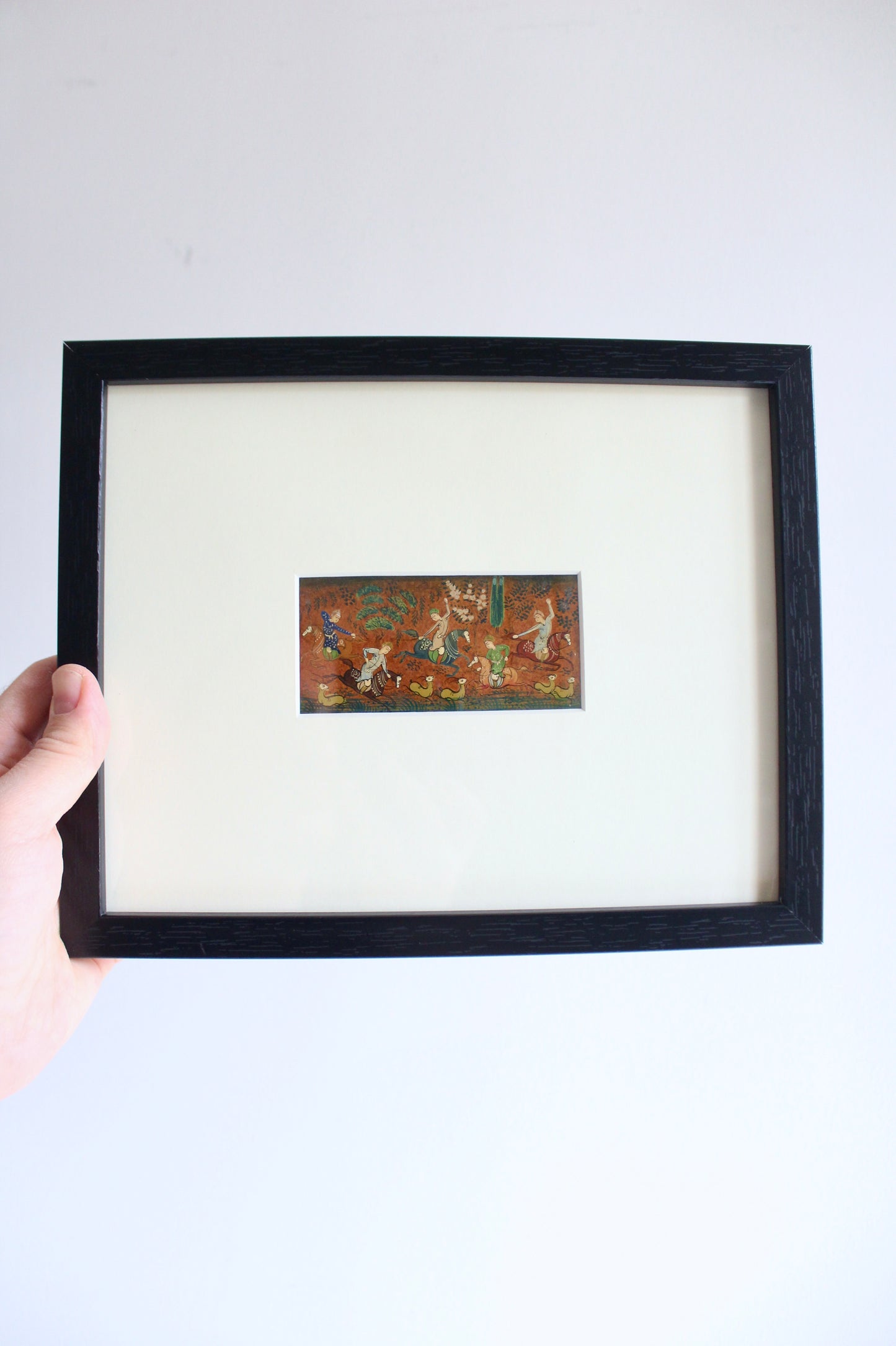 Vintage Persian Miniature Hunting Scene