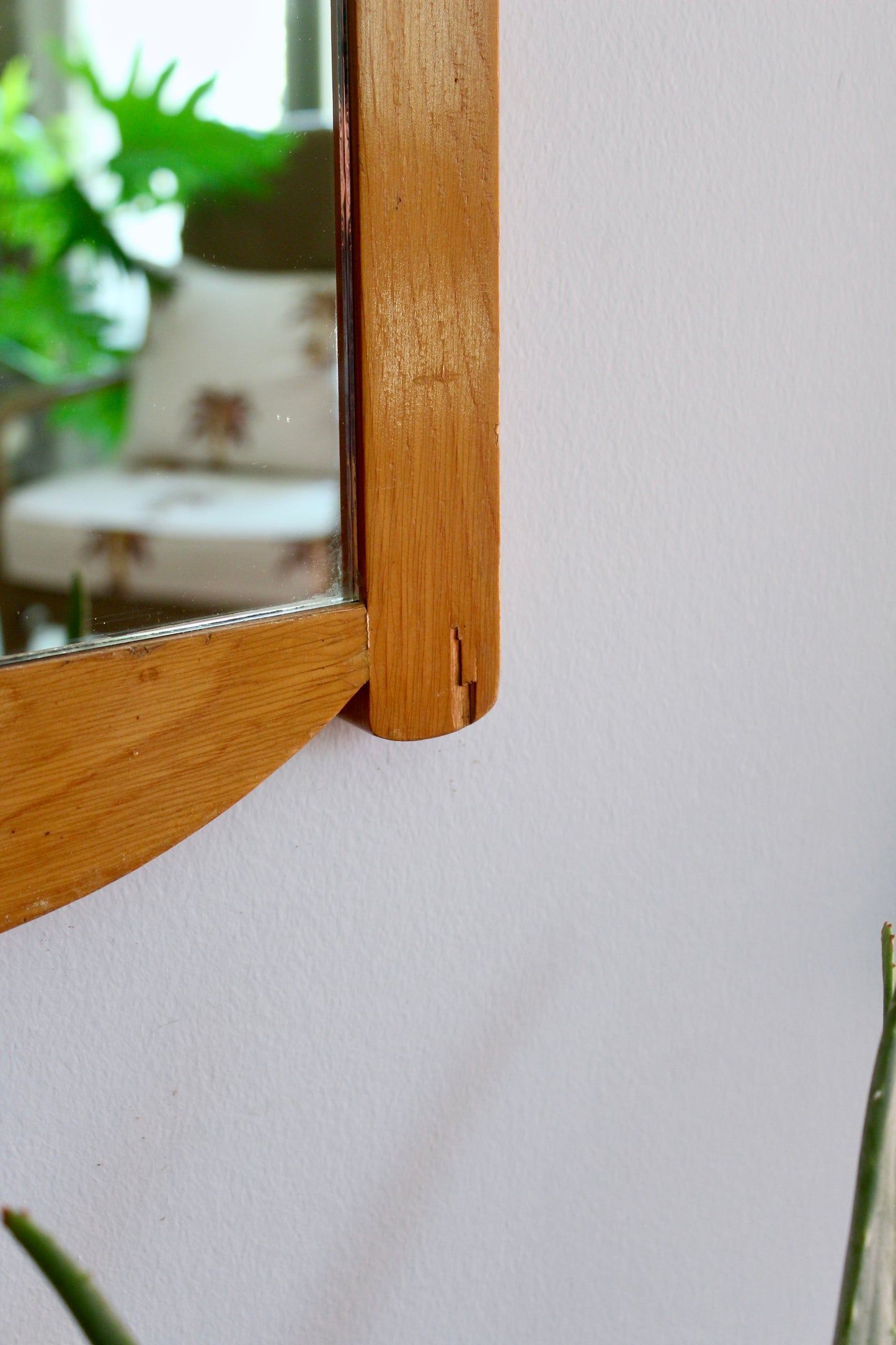 Vintage Scandinavian-Style Wood Wall Mirror