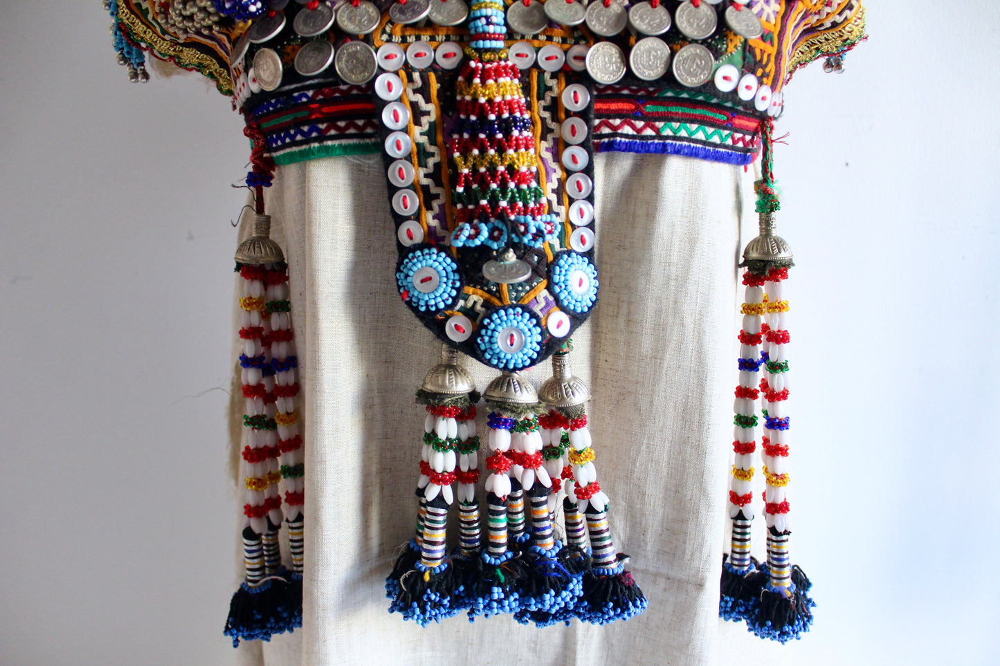 Vintage Afghan Kuchi Beaded Coin Ceremonial Collar