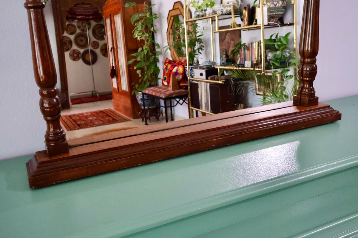 Vintage Turned Wood Dressing Mirror
