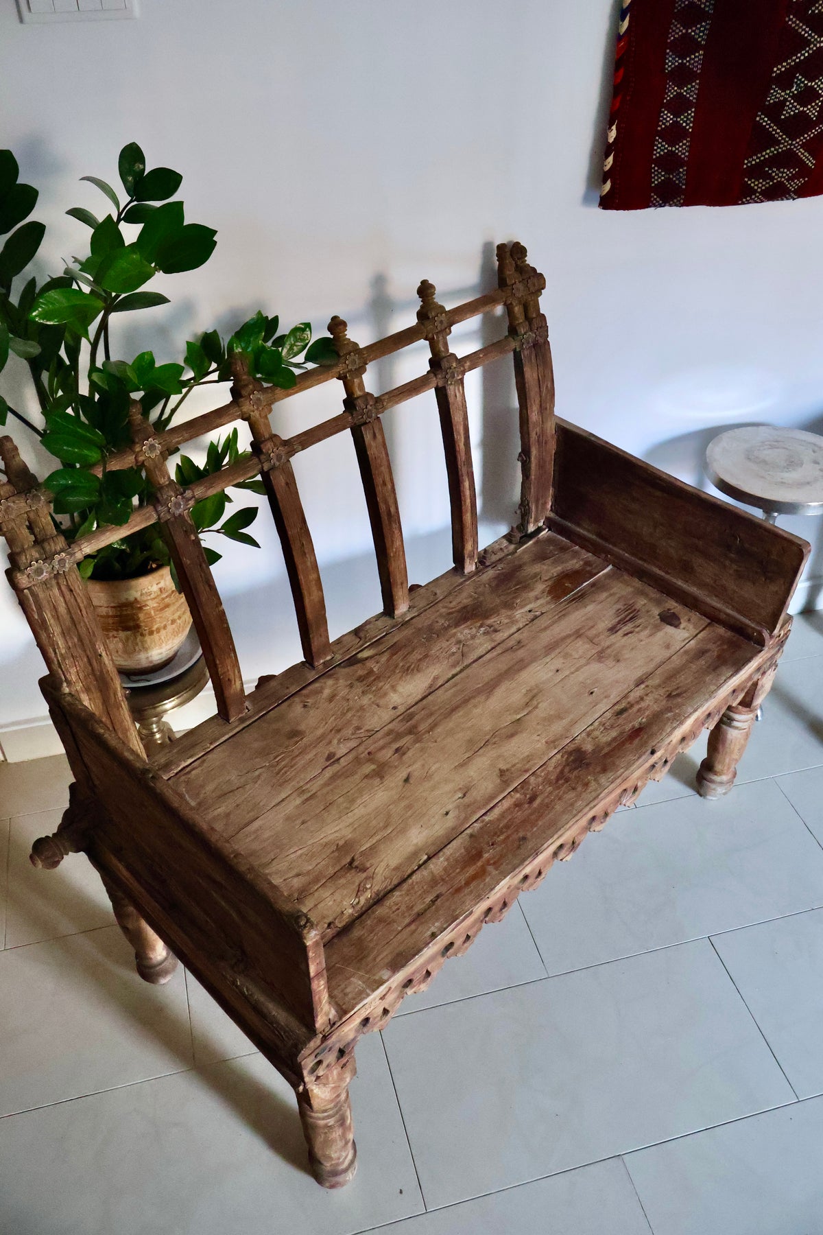 Pair of Antique Indian Carved Wood Benches – Circa 1900