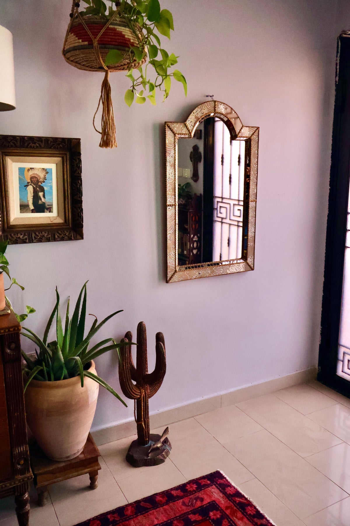 Mid-Century Italian Engraved Glass & Brass Mirror — circa 1950s–1960s