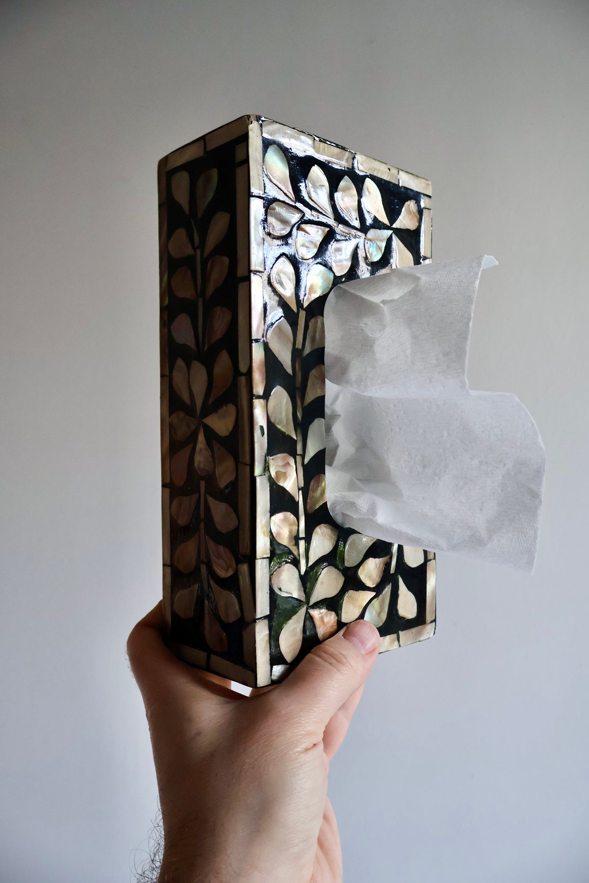 Vintage Mother-of-Pearl Inlay Tissue Box