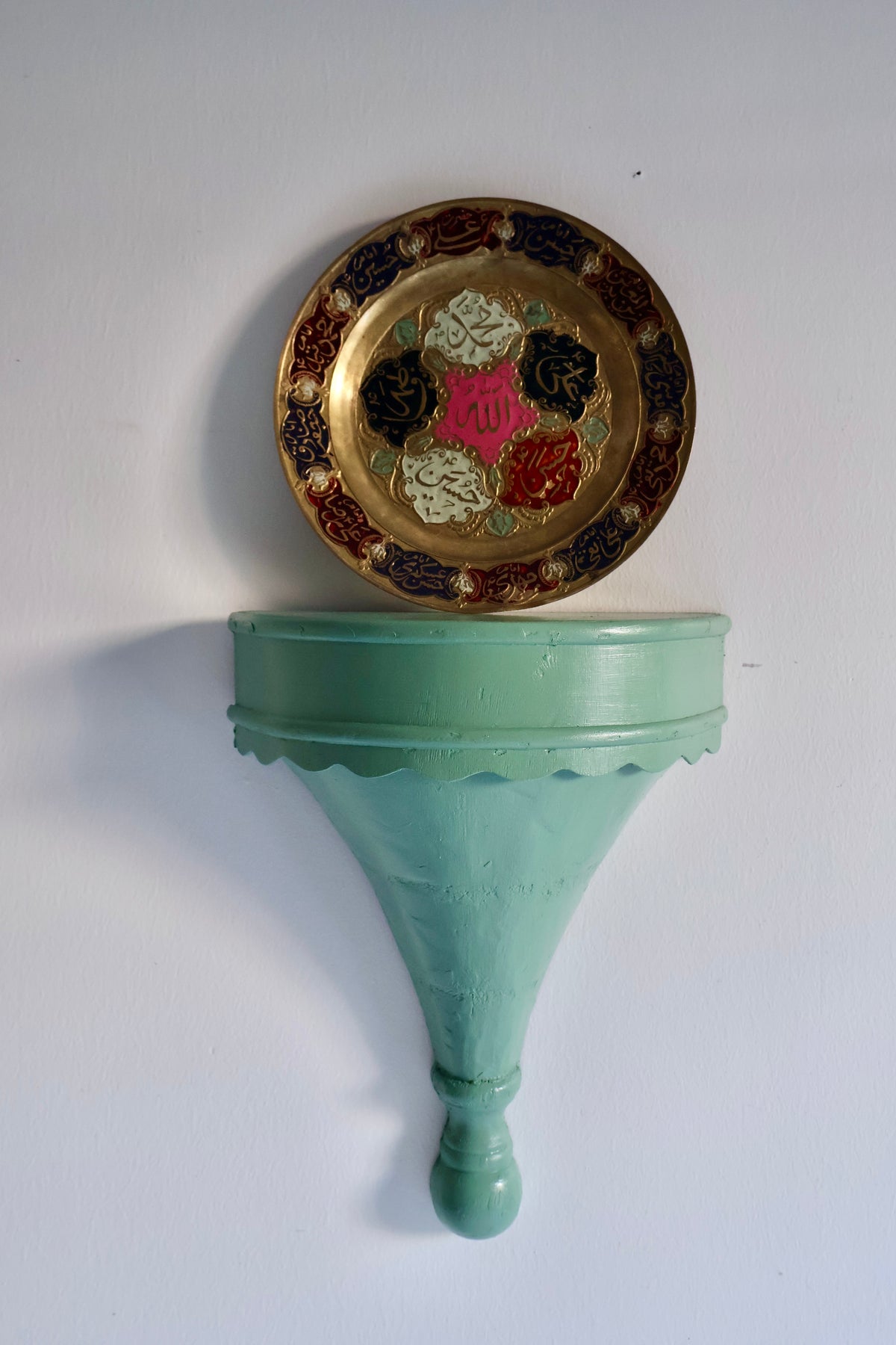 Vintage Painted Wooden Wall Bracket Shelf