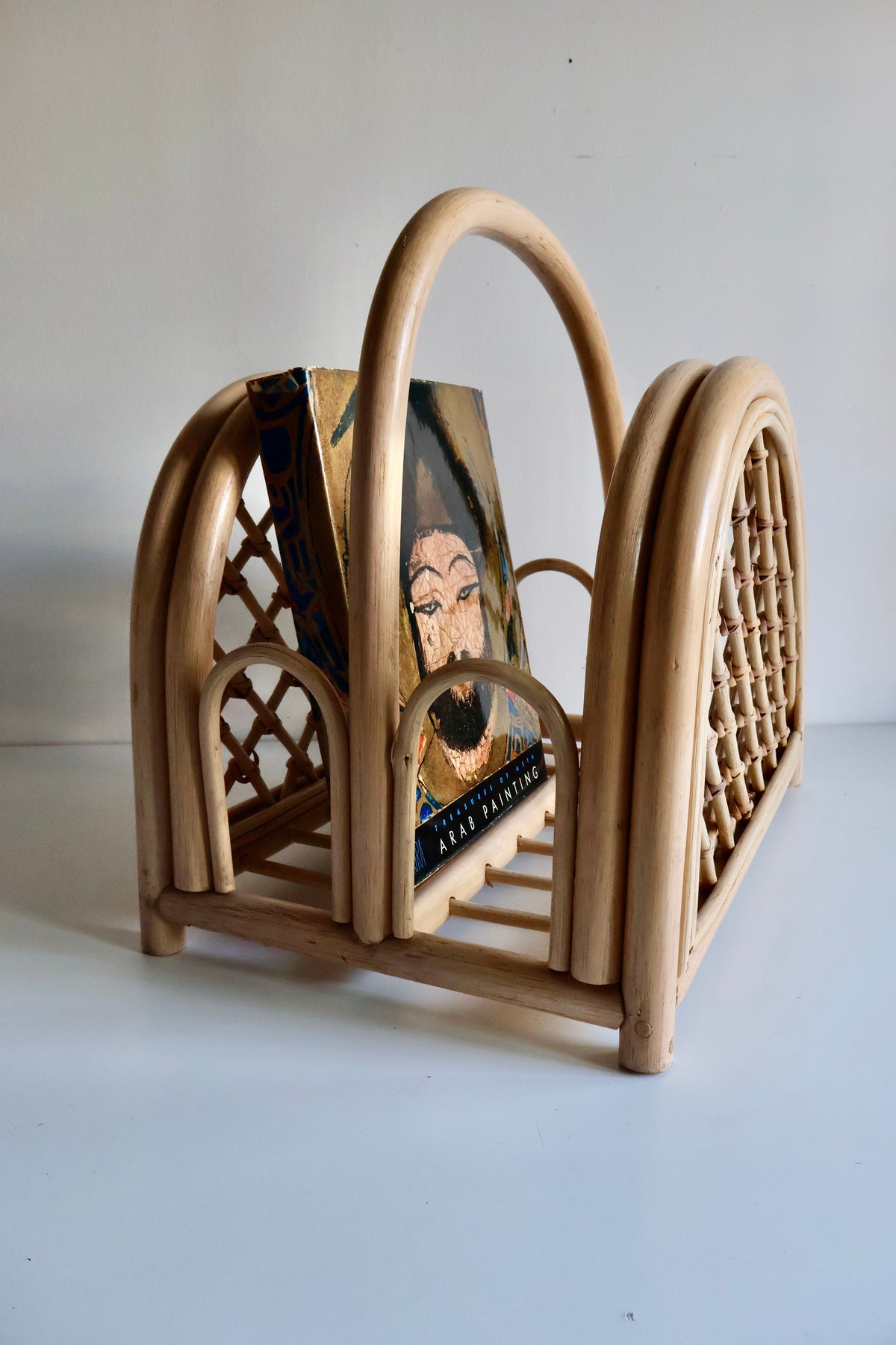 Vintage Bent Rattan Magazine Rack