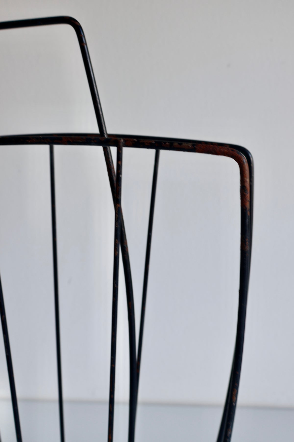 Vintage Mid-Century Wire Magazine Rack with Red Ball Feet