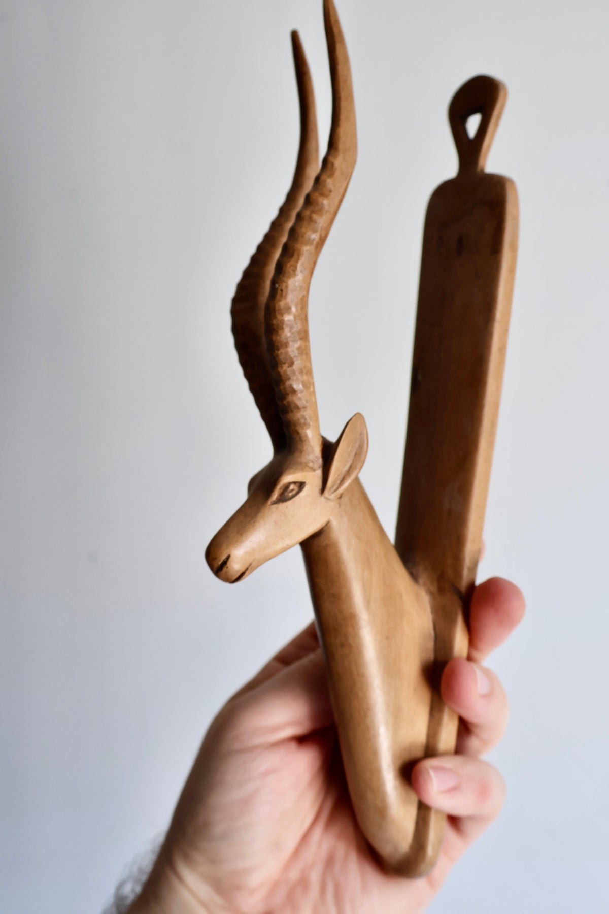 Vintage East African Hand-Carved Wooden Gazelle Wall Hanging