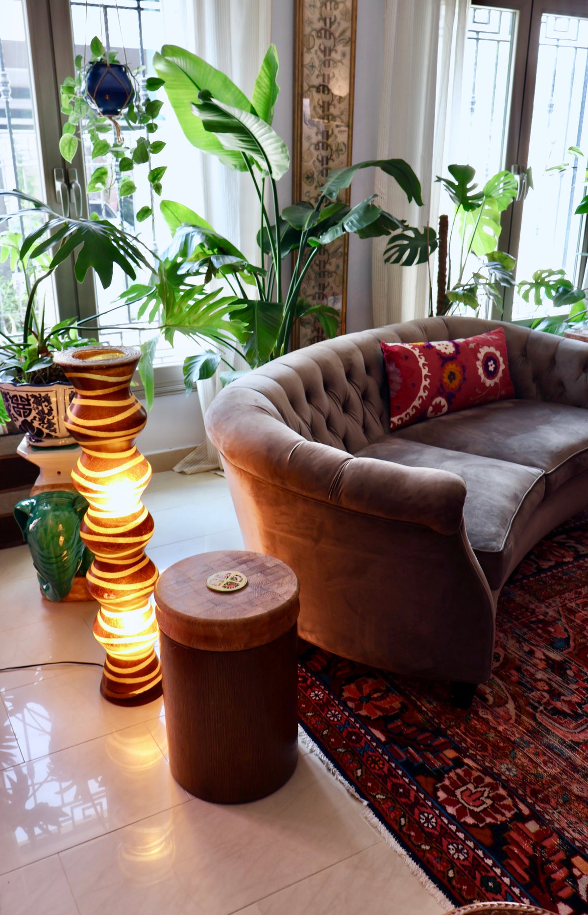 Sculptural Striped Floor Lamp