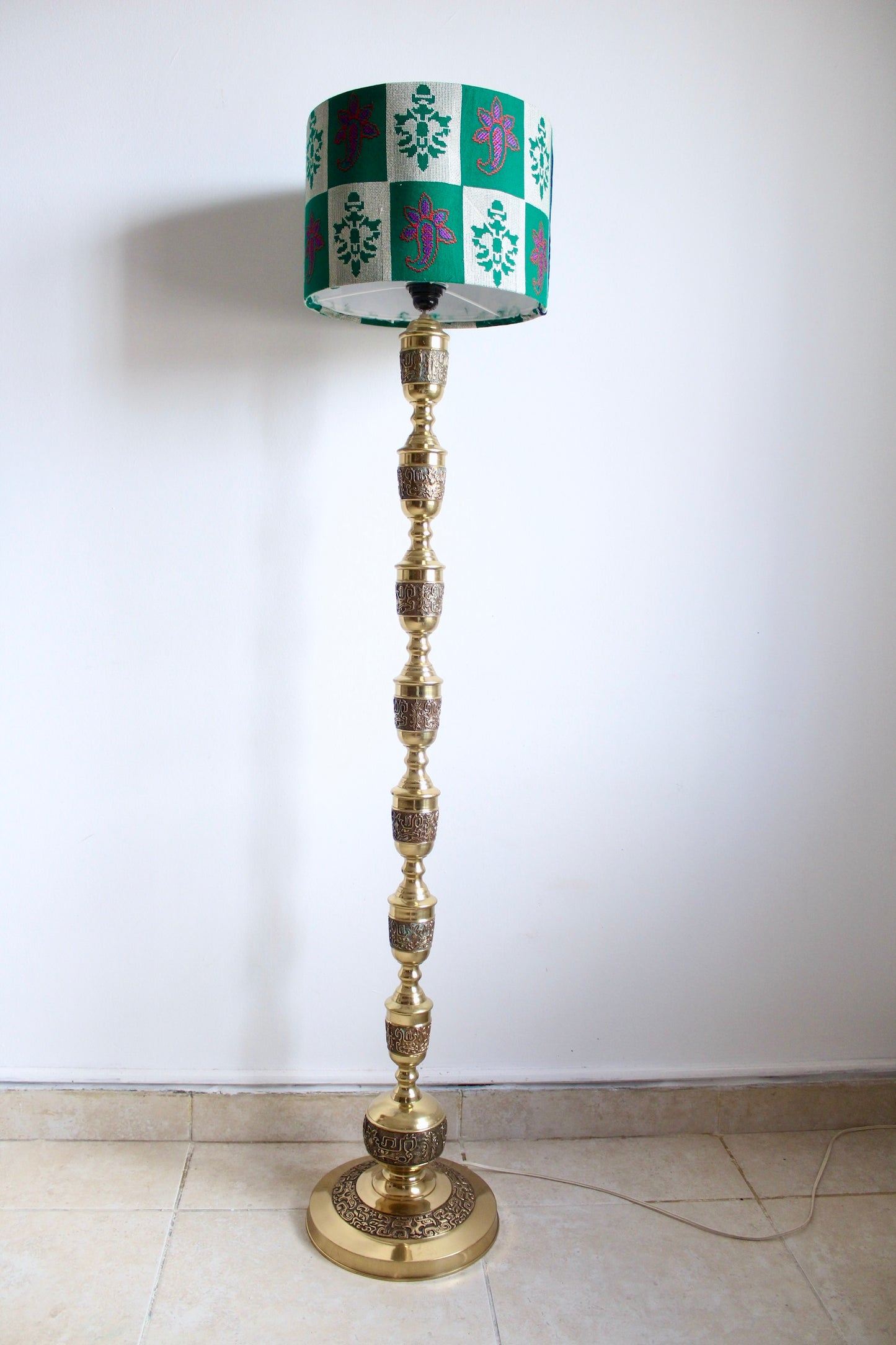 Vintage Mid Century East Asian Brass Lamp