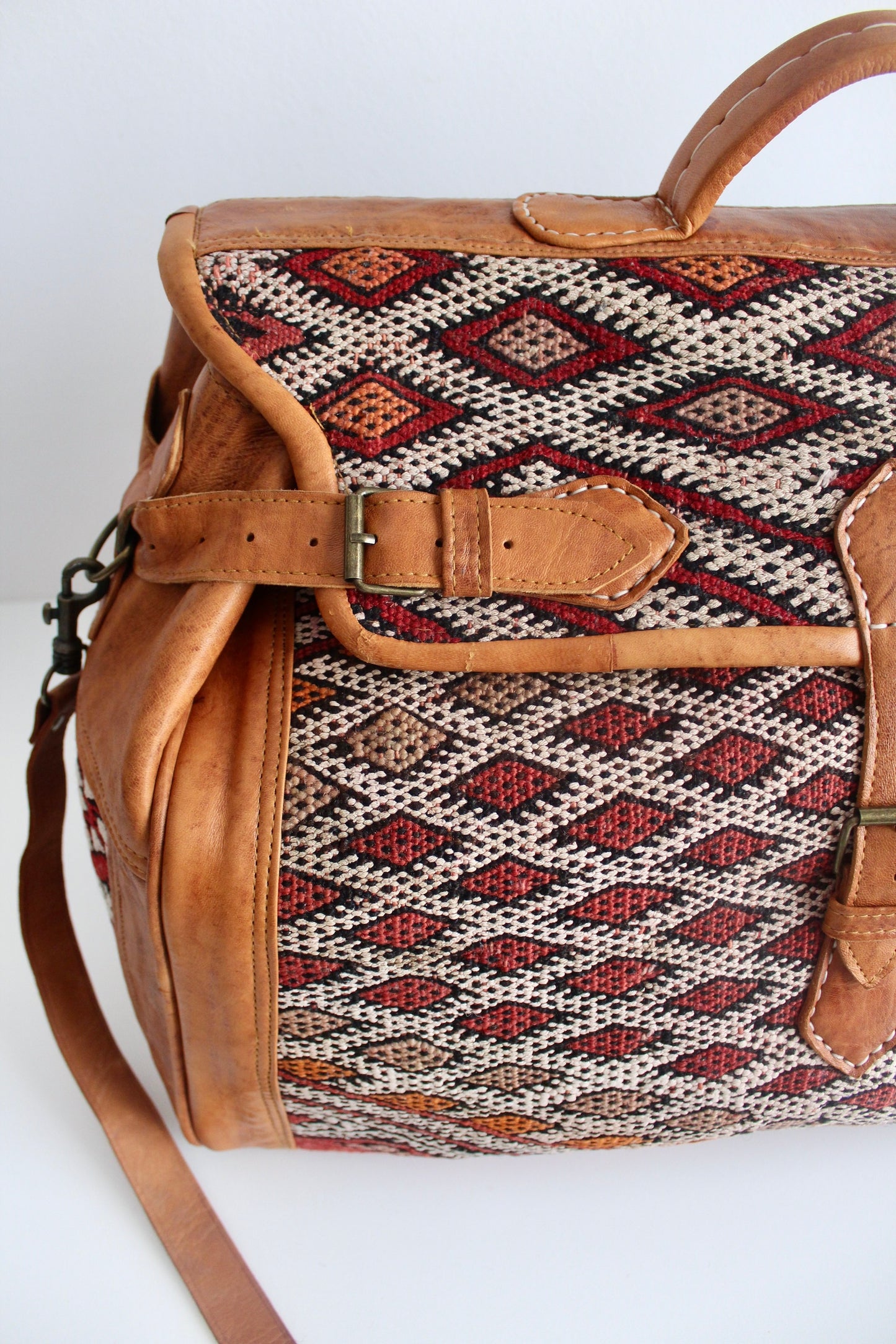 Moroccan Leather and Handwoven Kilim Weekender Bags