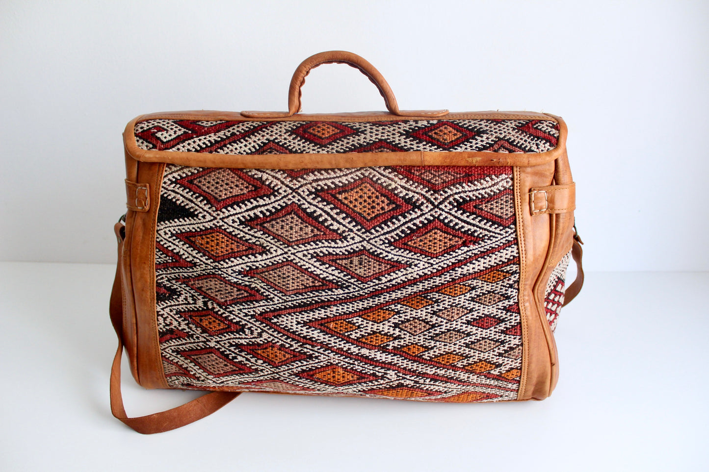 Moroccan Leather and Handwoven Kilim Weekender Bags