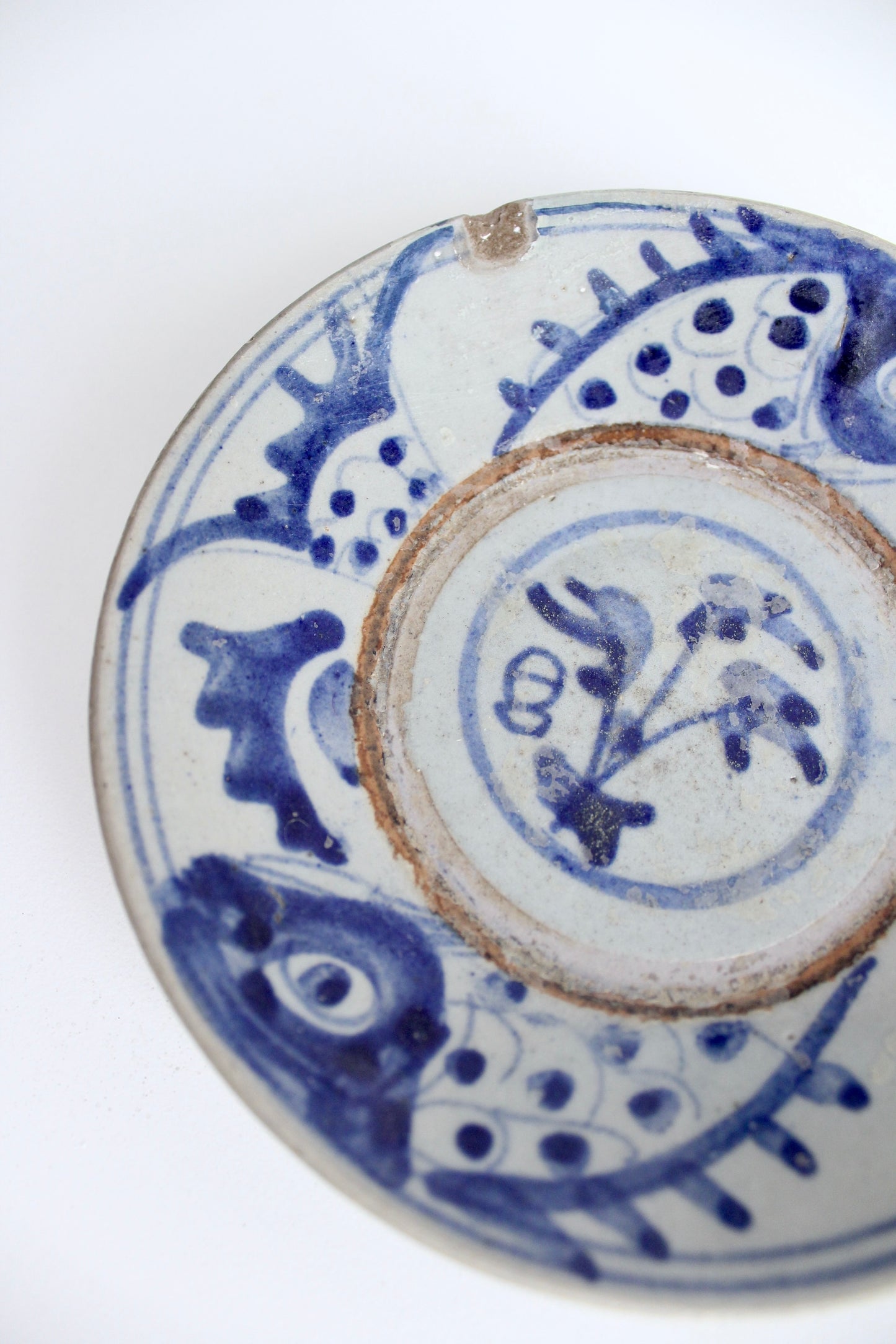 Small Antique Chinese Plate with Bamboo Stand