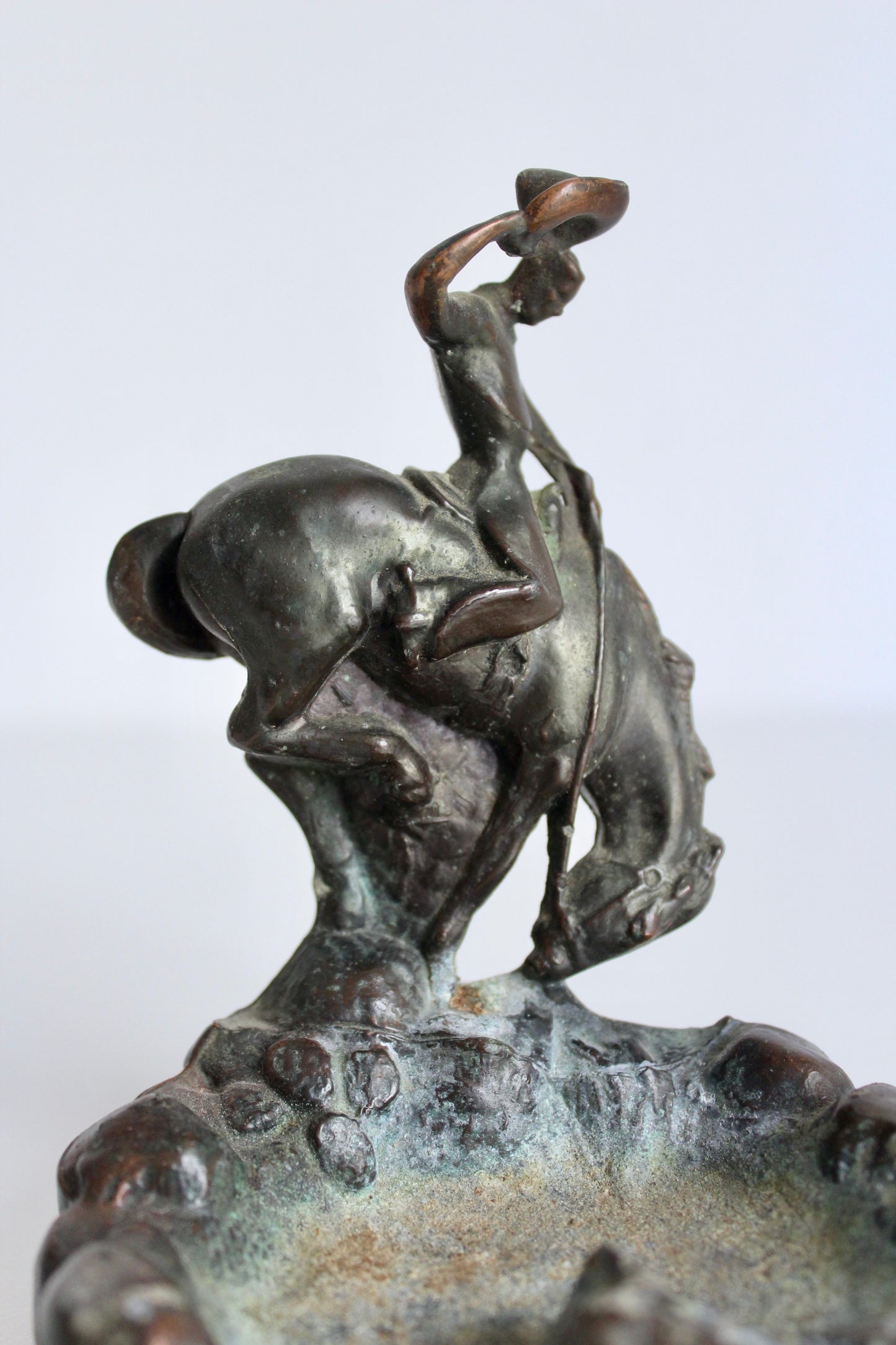 1940s Copper Plated Bronze Cowboy Ashtray/Incense Tray