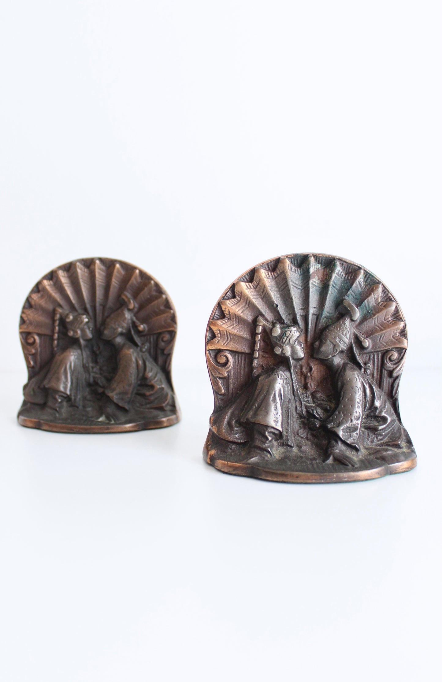 "Thai Couple" Bron-Met Art Deco Copper Plated Bronze Bookends