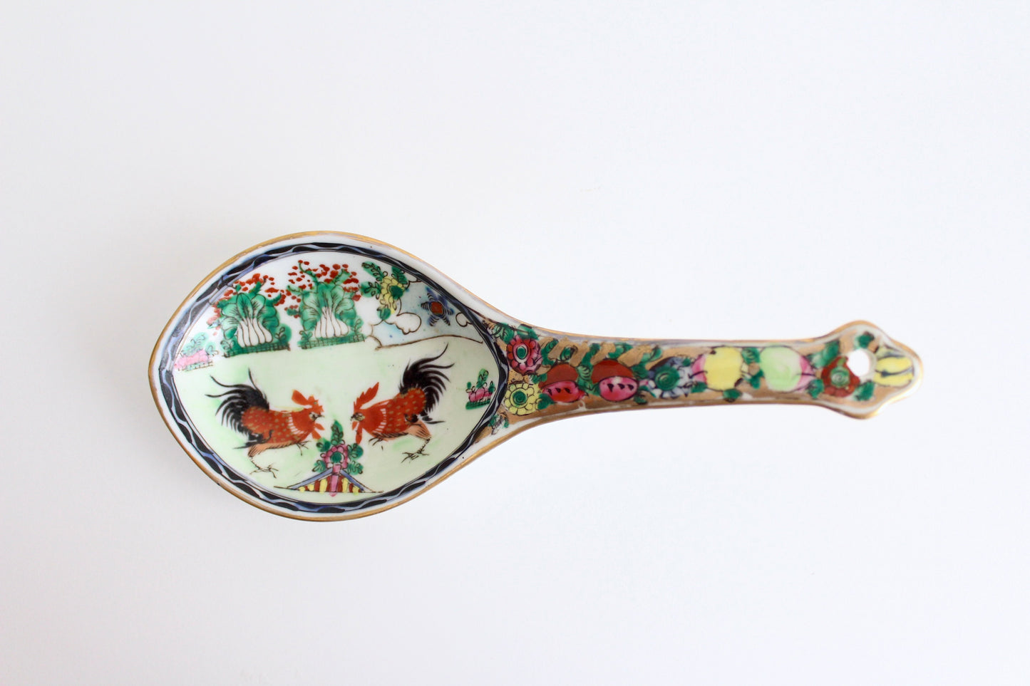 Famille Rose Roosters Serving Spoon