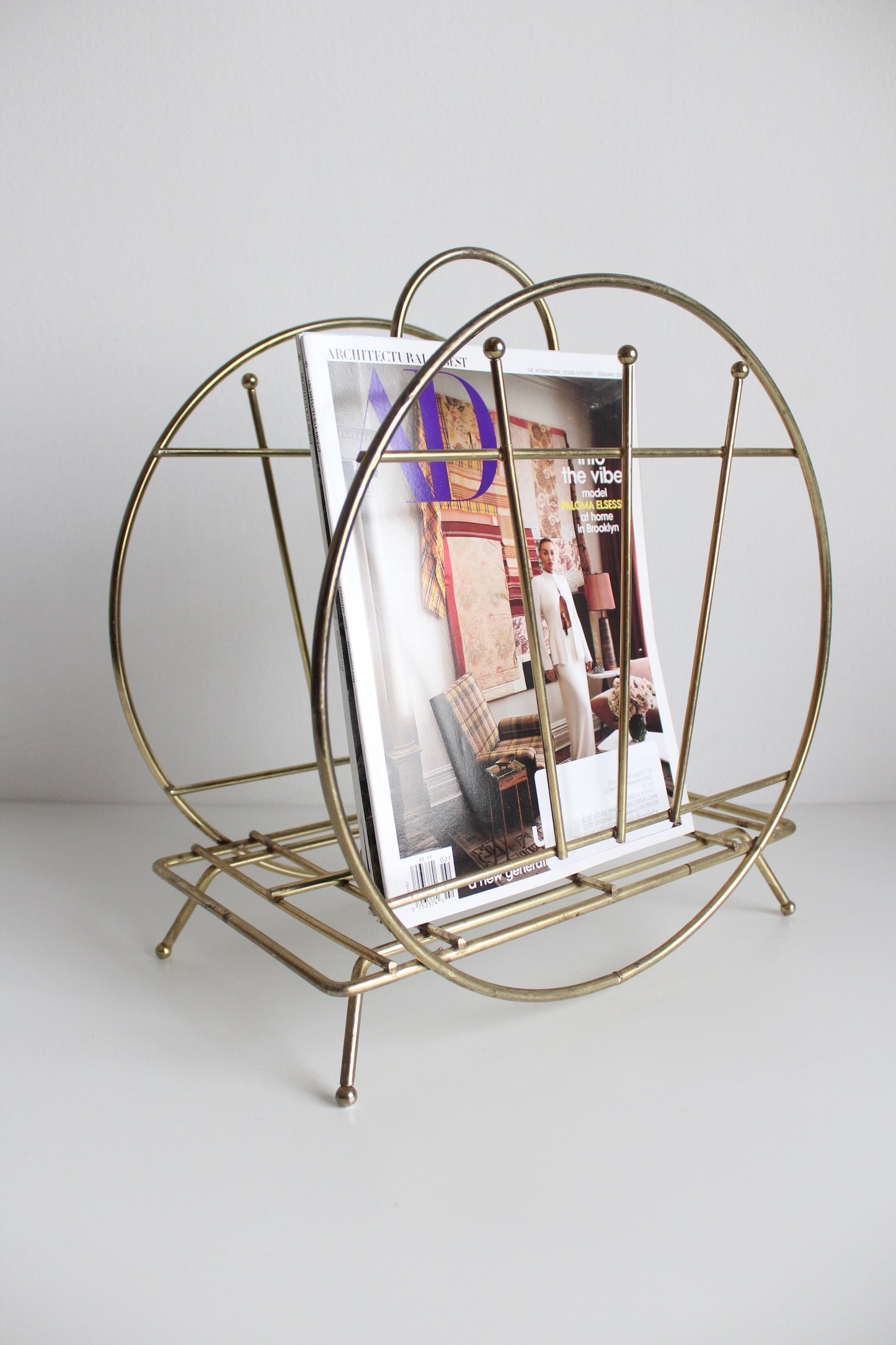Vintage Mid Century Brass Magazine Rack