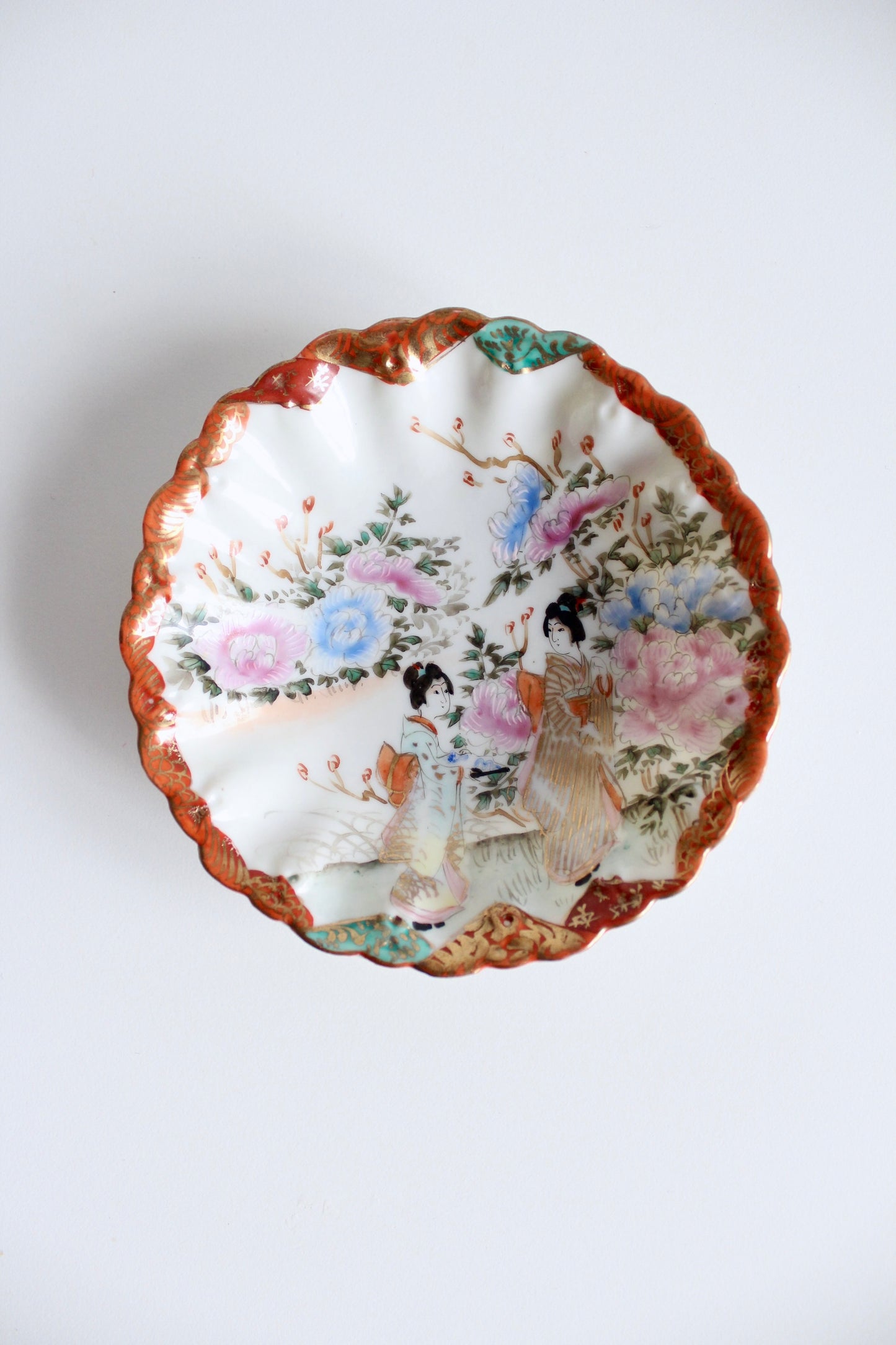 Antique Handpainted Kutani Porcelain Serving Bowls Set of 5