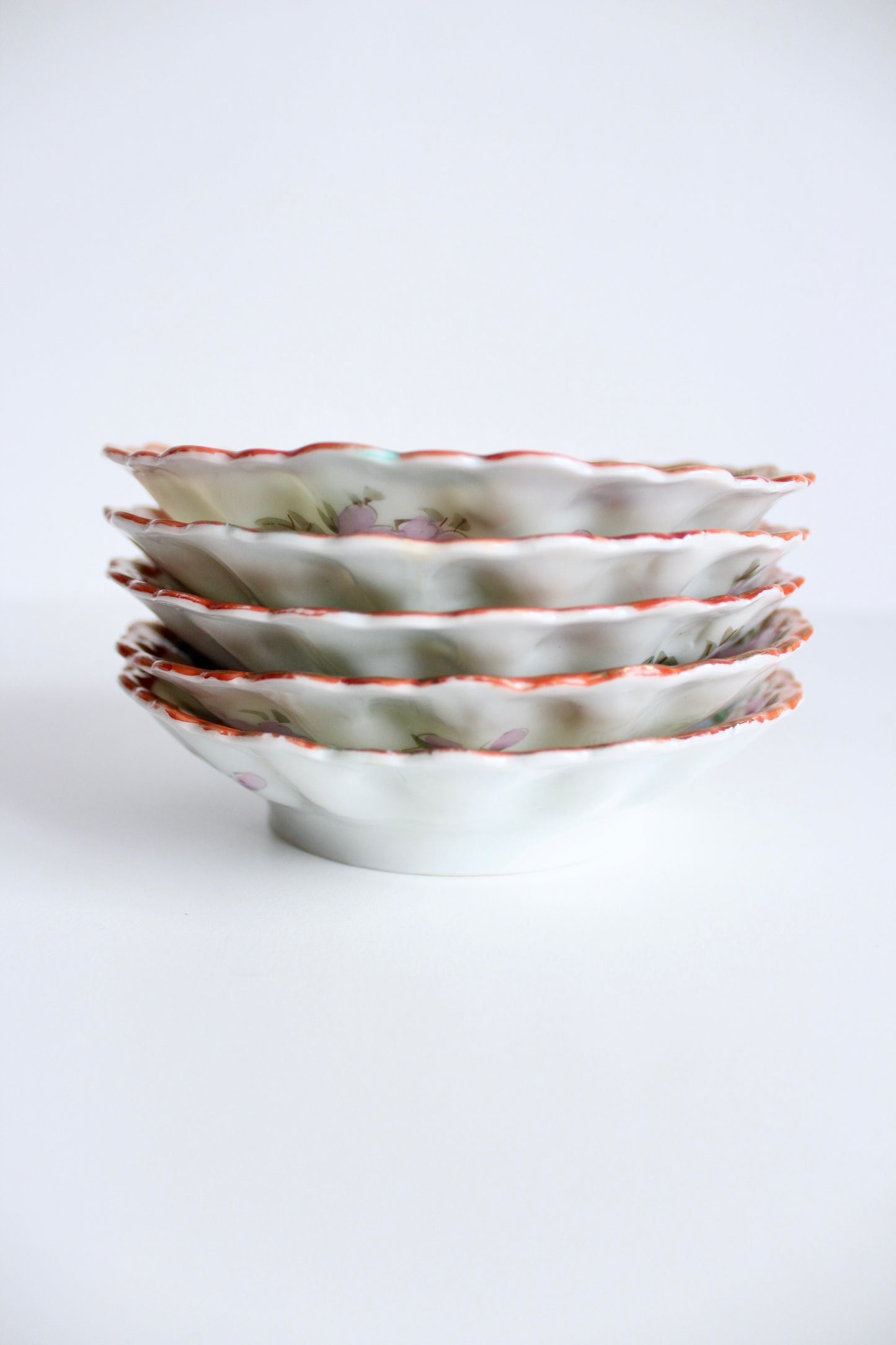 Antique Handpainted Kutani Porcelain Serving Bowls Set of 5