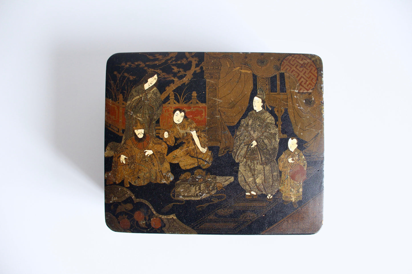 Antique Japanese Meiji Era Lidded Black Lacquered Box