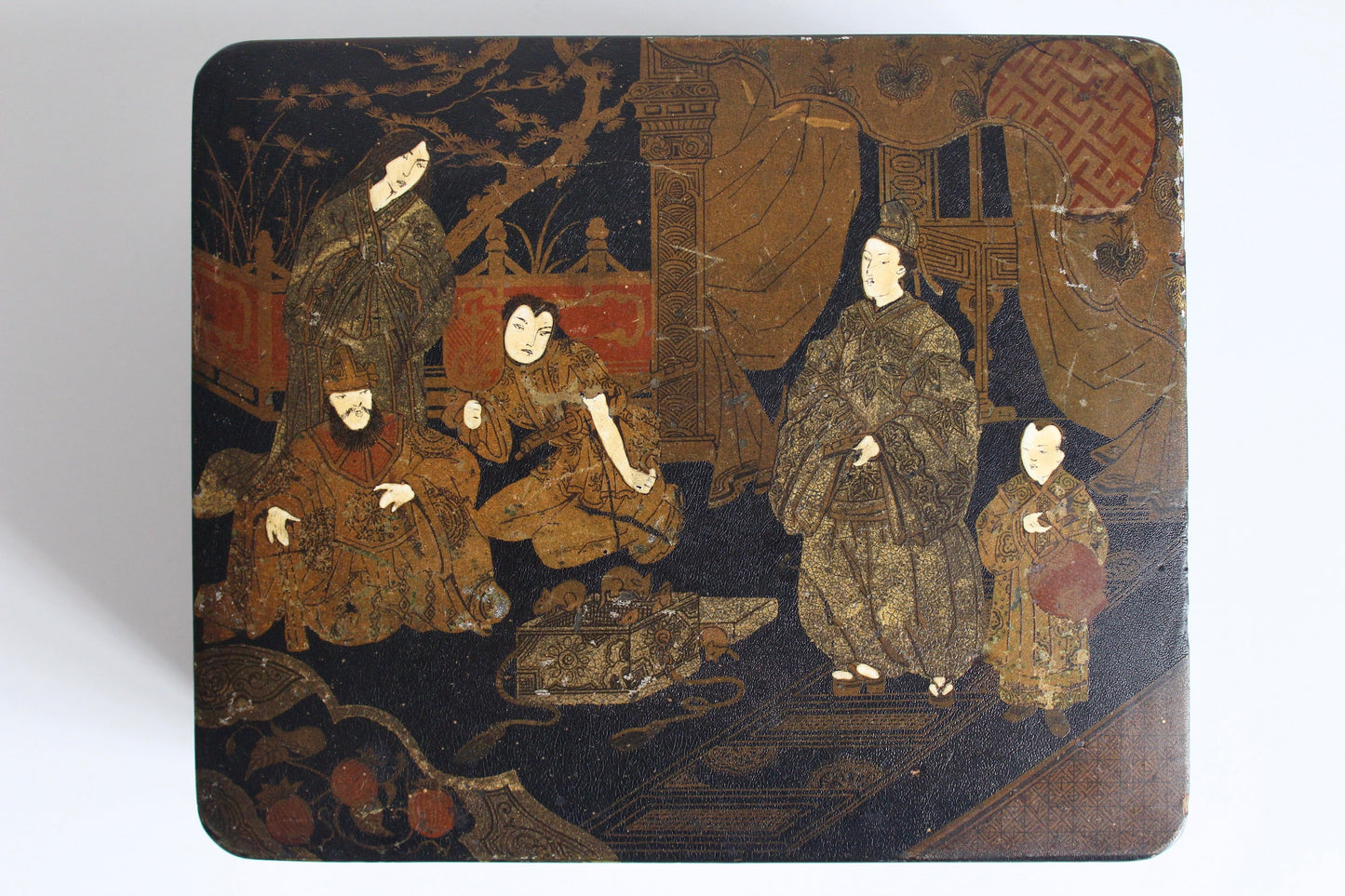 Antique Japanese Meiji Era Lidded Black Lacquered Box