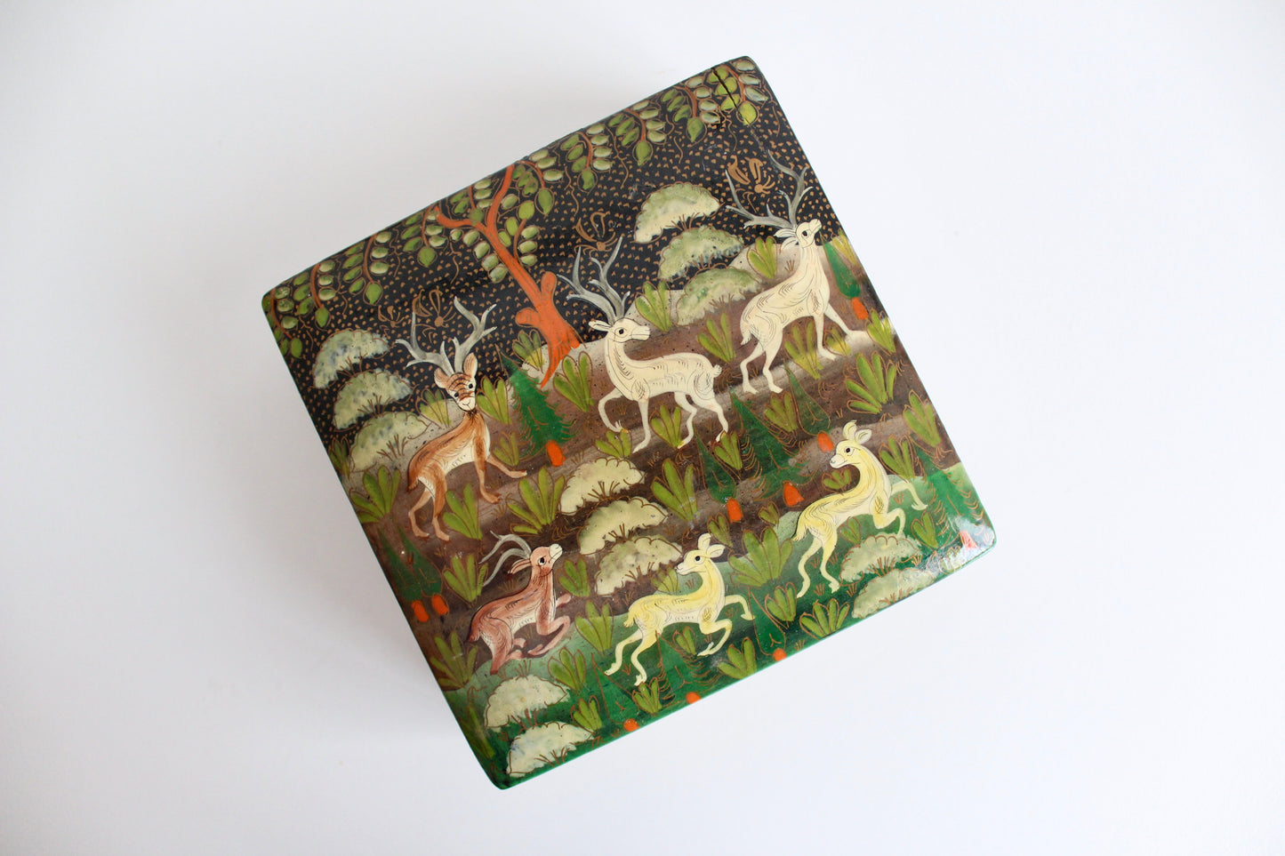 Kashmiri Handpainted Papier-Mache Coasters Set