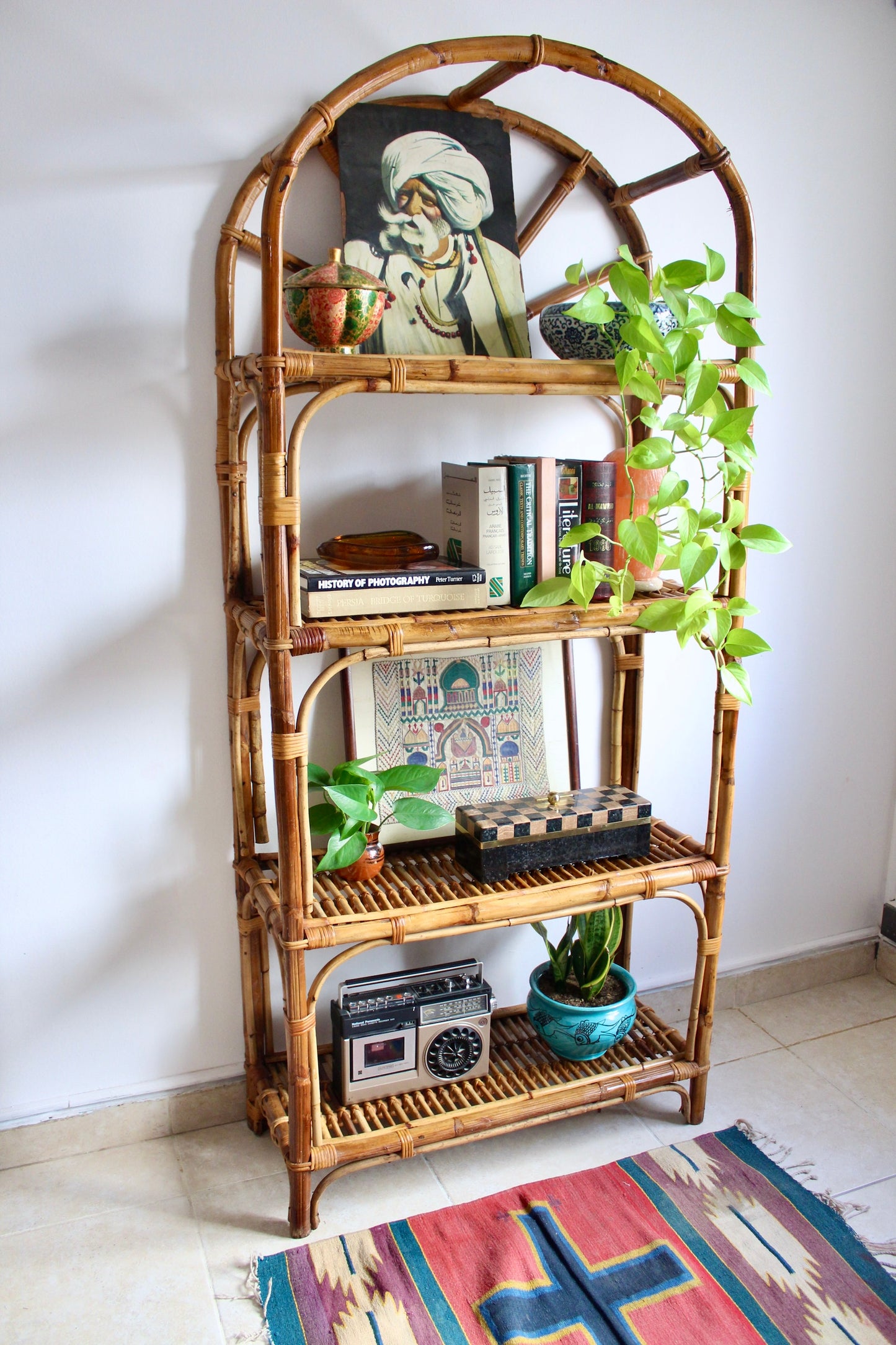 Vintage Handmade Bamboo Bookself