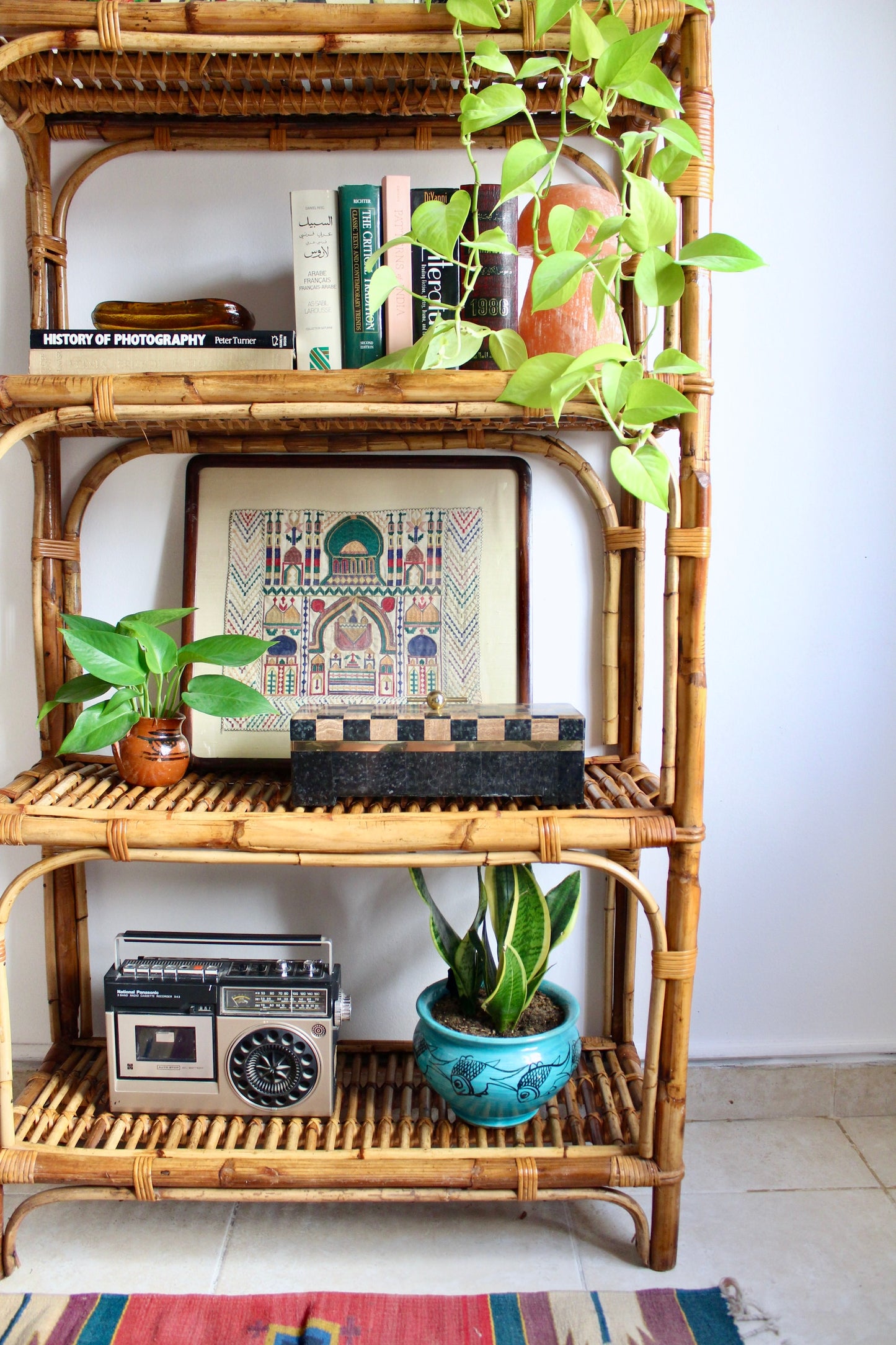 Vintage Handmade Bamboo Bookself