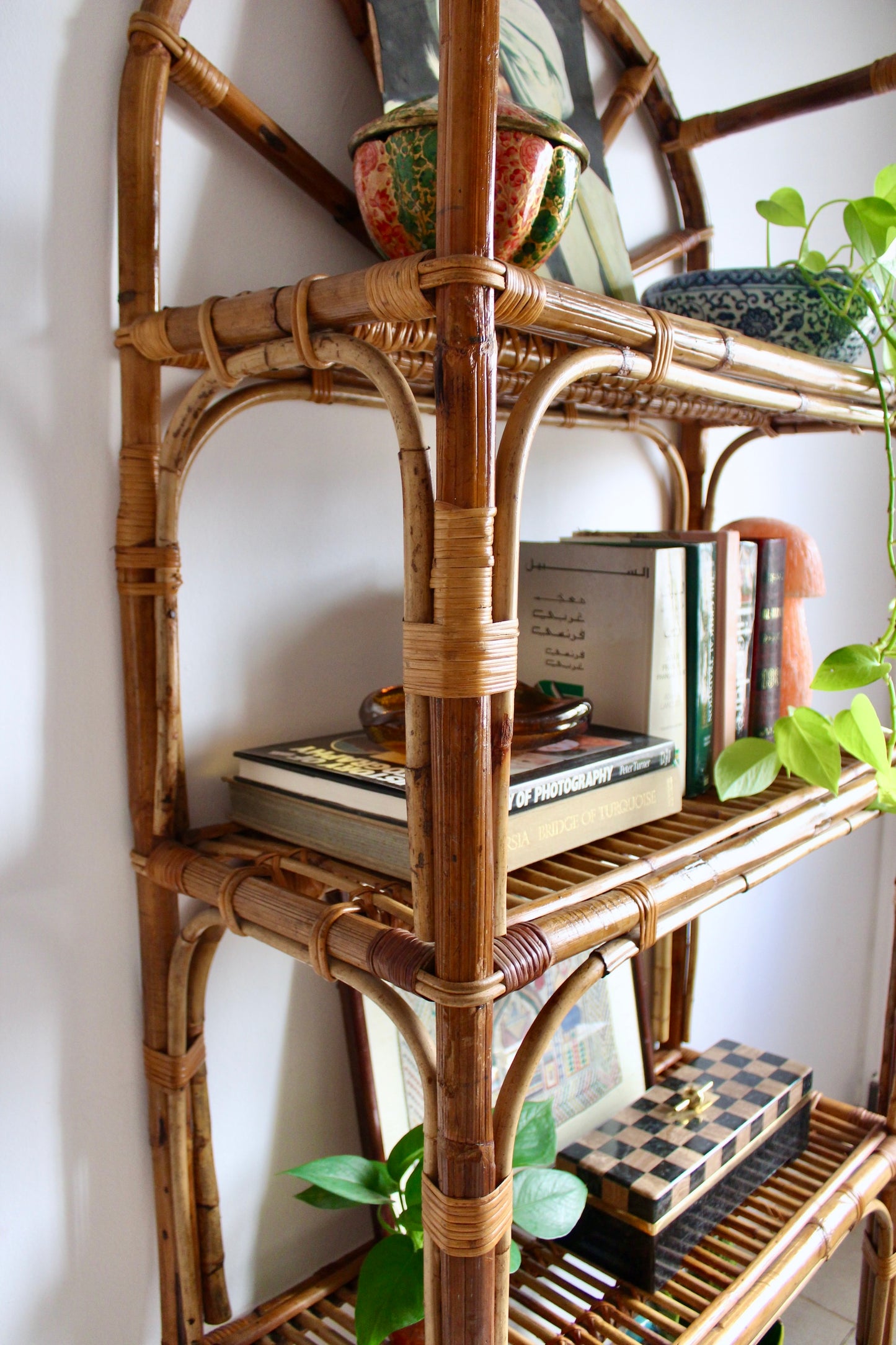 Vintage Handmade Bamboo Bookself