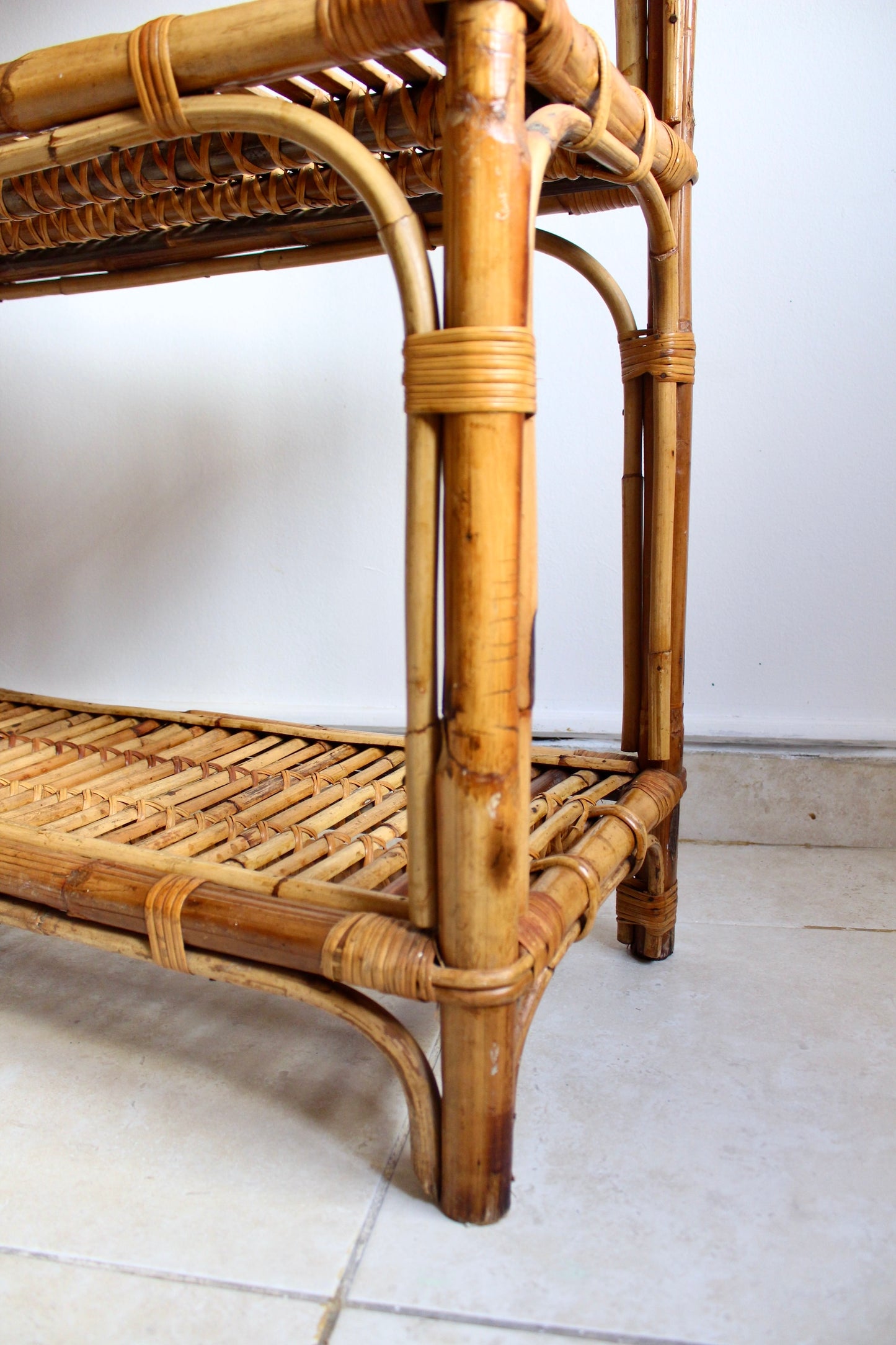 Vintage Handmade Bamboo Bookself
