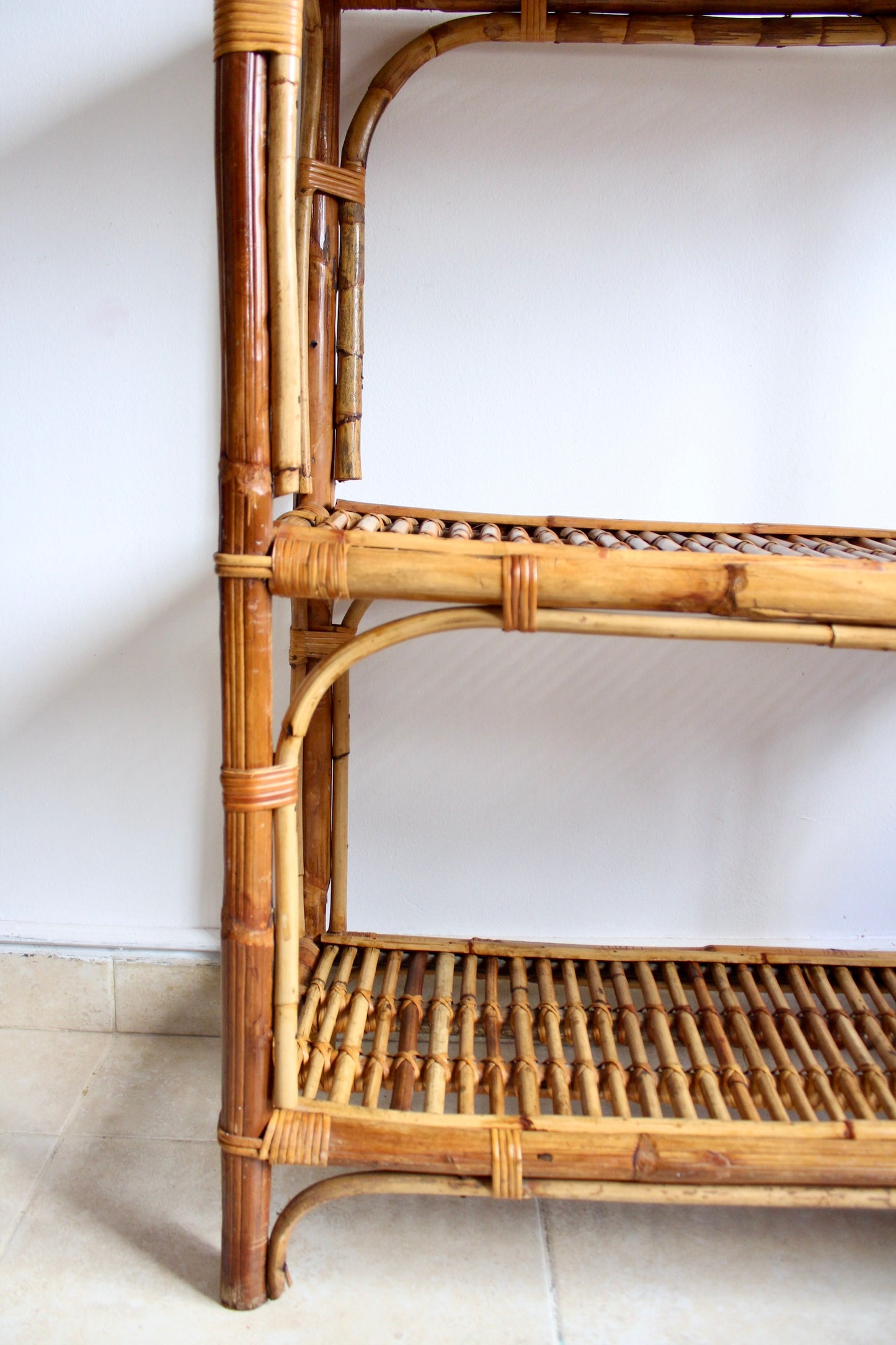 Vintage Handmade Bamboo Bookself