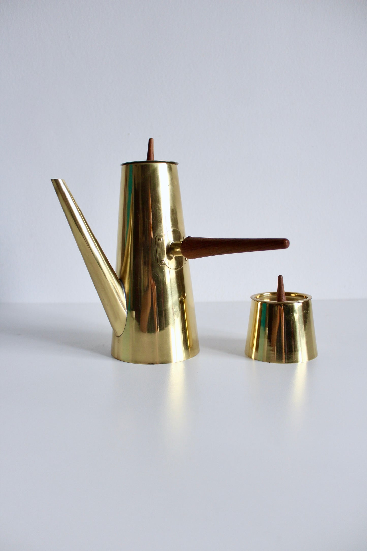 Midcentury Japanese Brass Plated Coffee and Sugar Pots