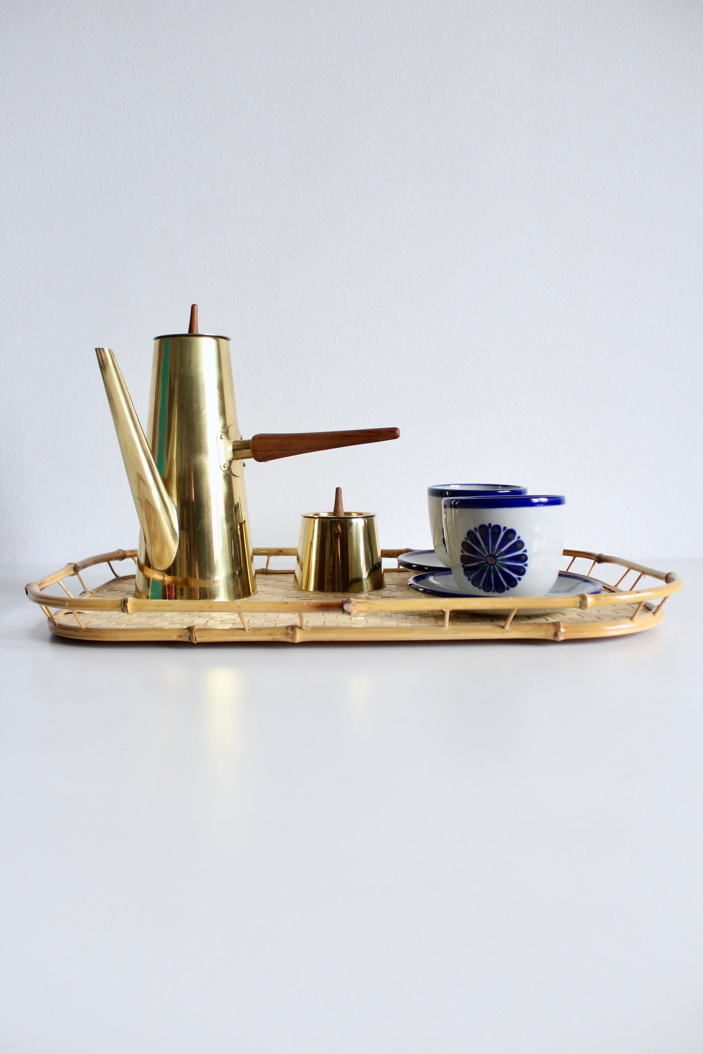 Midcentury Japanese Brass Plated Coffee and Sugar Pots