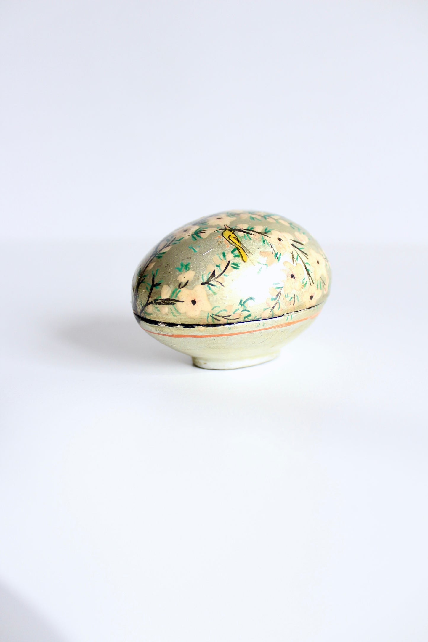 Beautiful Papier-Mâché Lacquered Kashmiri Egg Shaped Box
