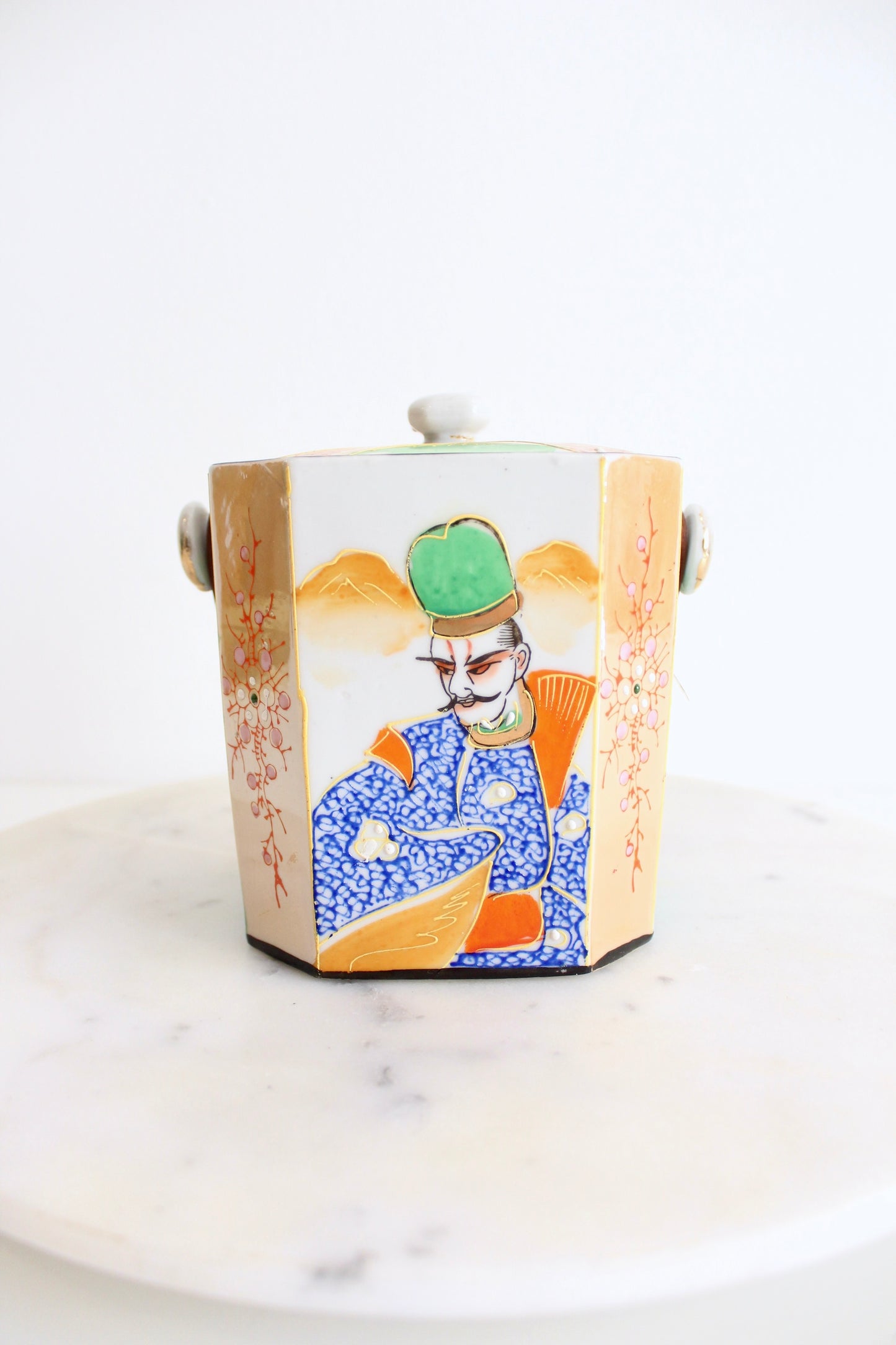 1950s Handpainted Japanese Export Porcelain Biscuit Jar