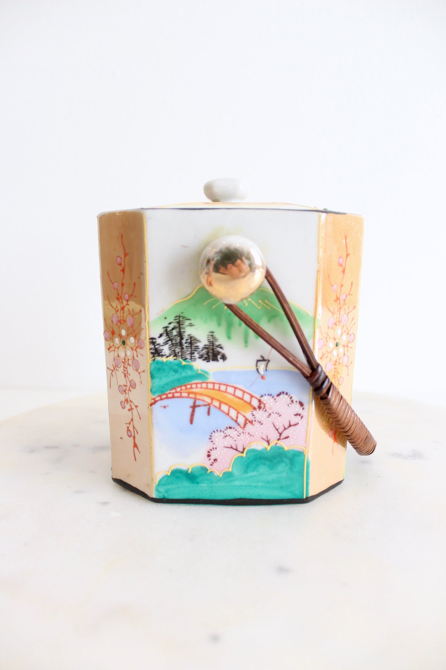 1950s Handpainted Japanese Export Porcelain Biscuit Jar