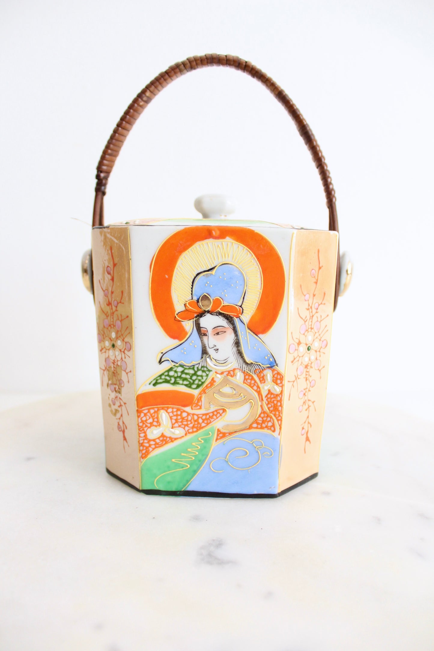1950s Handpainted Japanese Export Porcelain Biscuit Jar