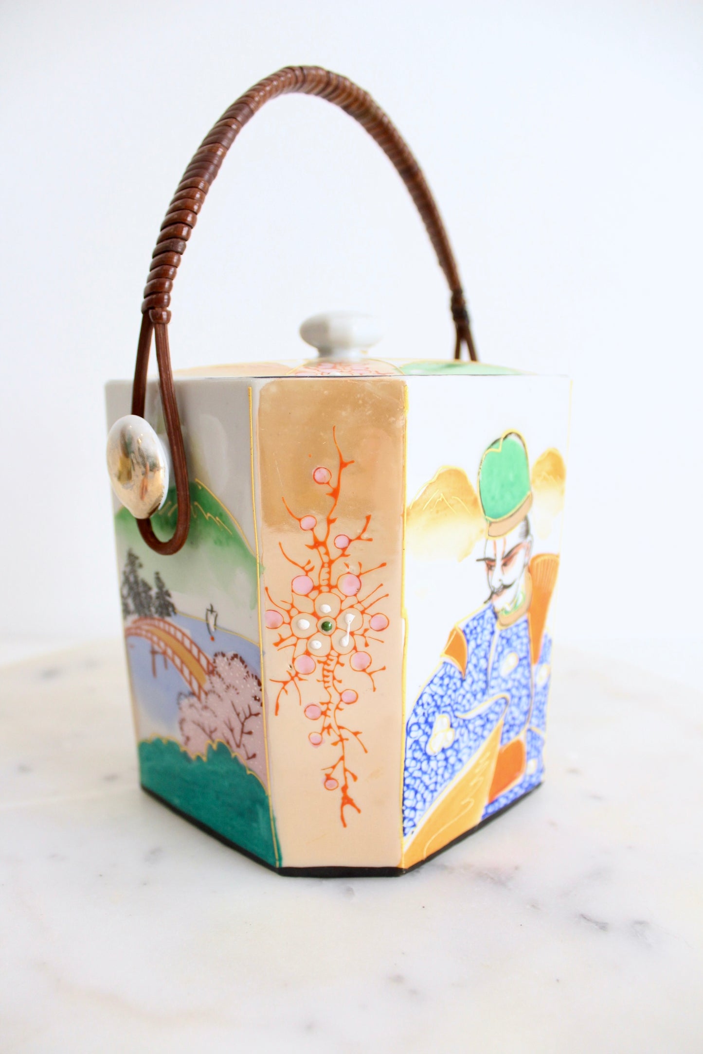 1950s Handpainted Japanese Export Porcelain Biscuit Jar