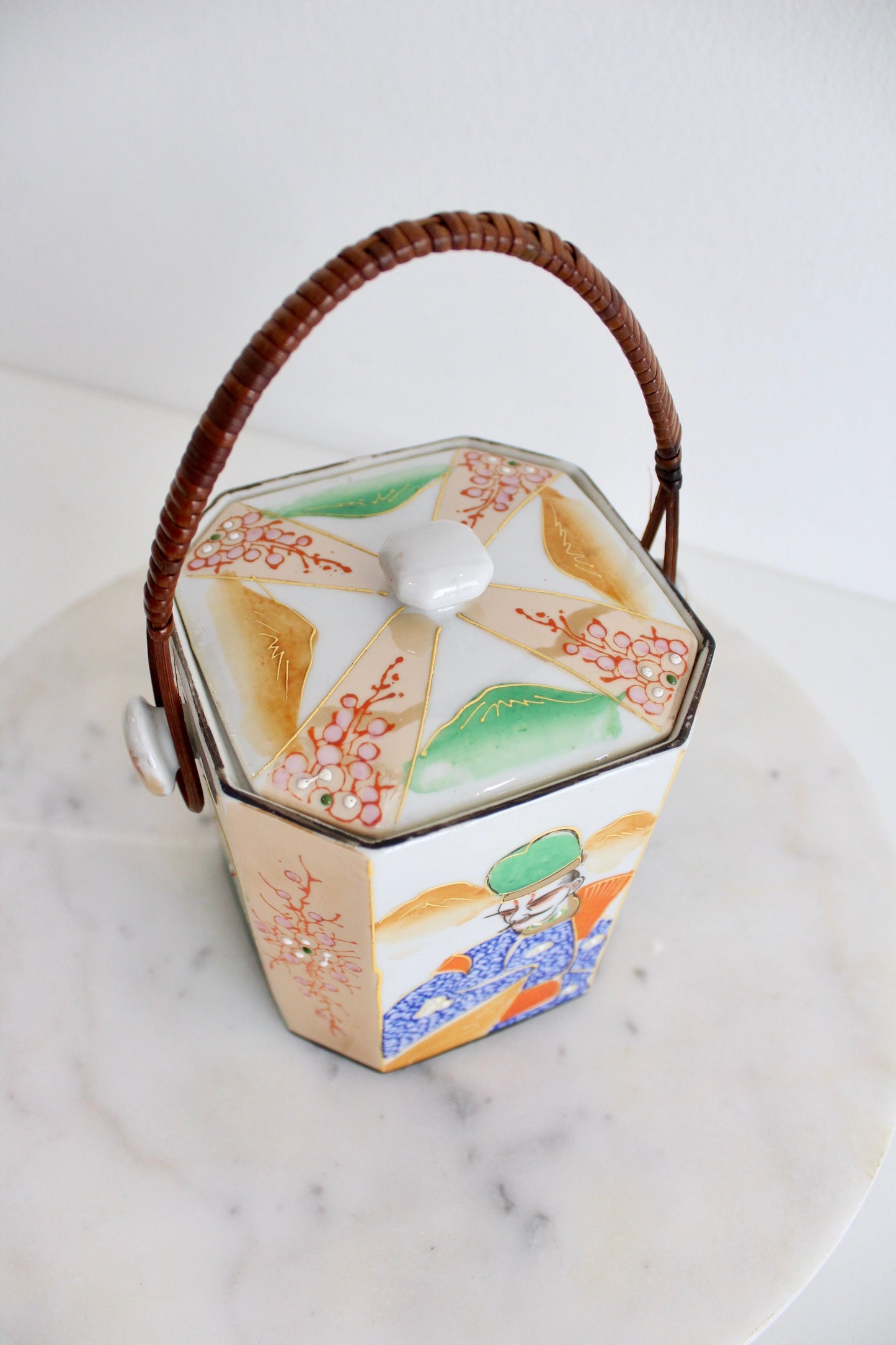 1950s Handpainted Japanese Export Porcelain Biscuit Jar