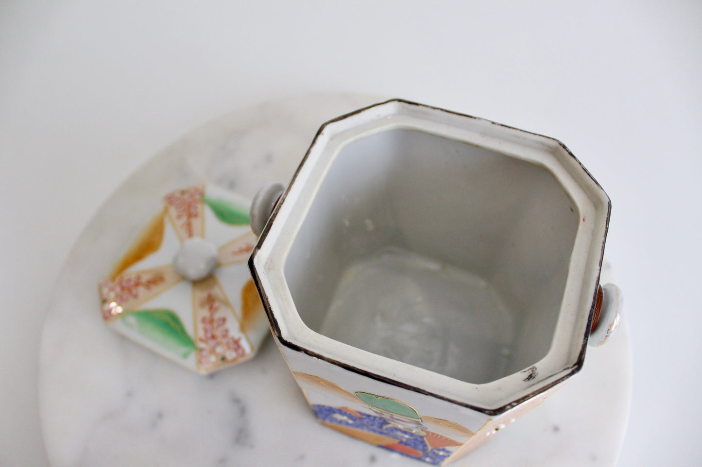 1950s Handpainted Japanese Export Porcelain Biscuit Jar