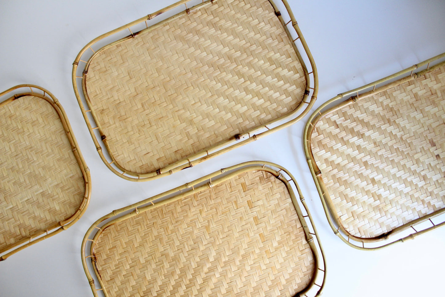Set of Four Bamboo Trays