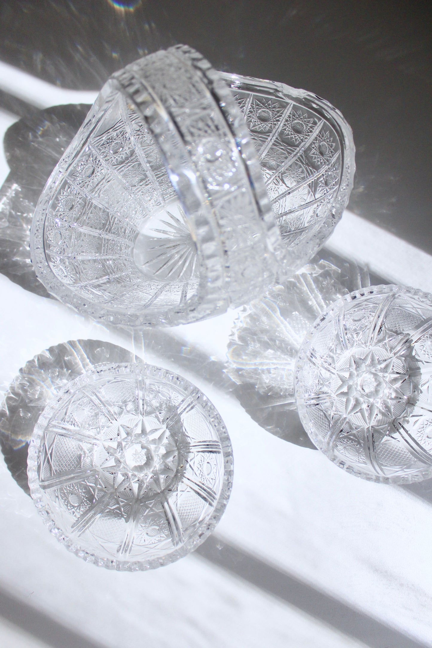Set of Clear Bohemian Cut Crystal Serving ware