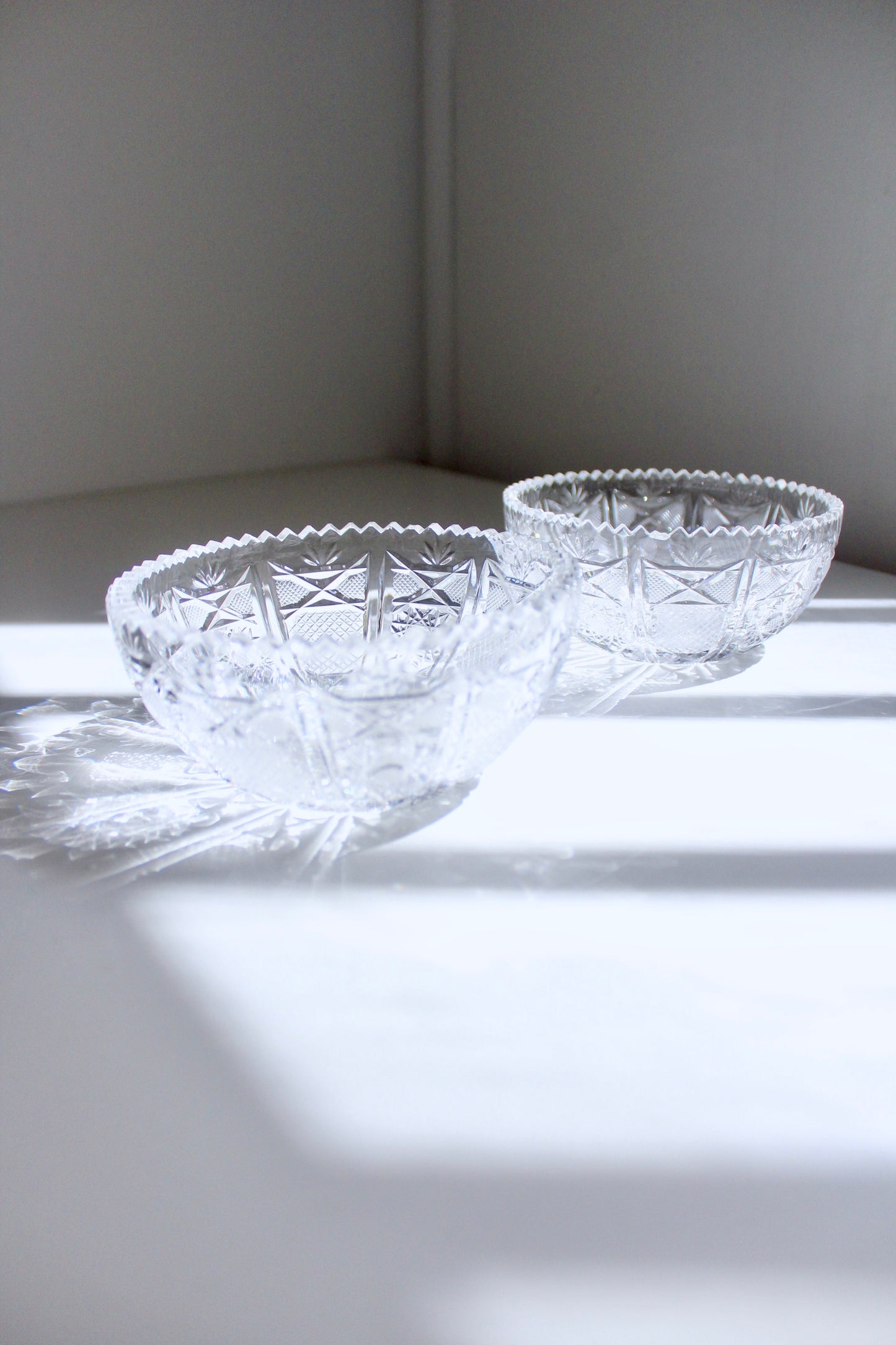 Set of Clear Bohemian Cut Crystal Serving ware