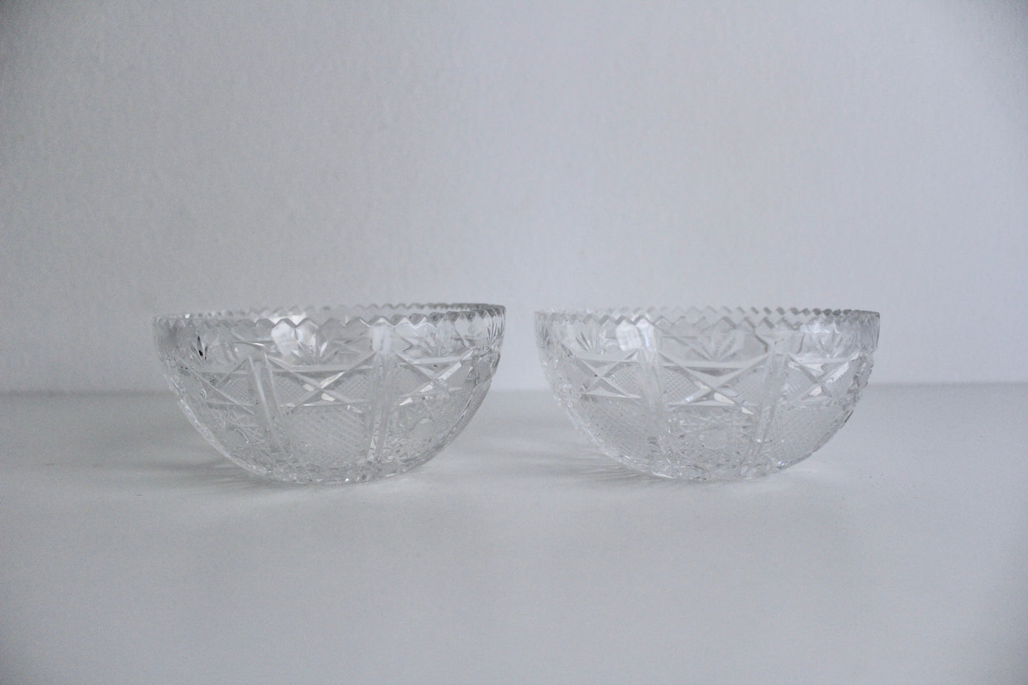 Set of Clear Bohemian Cut Crystal Serving ware