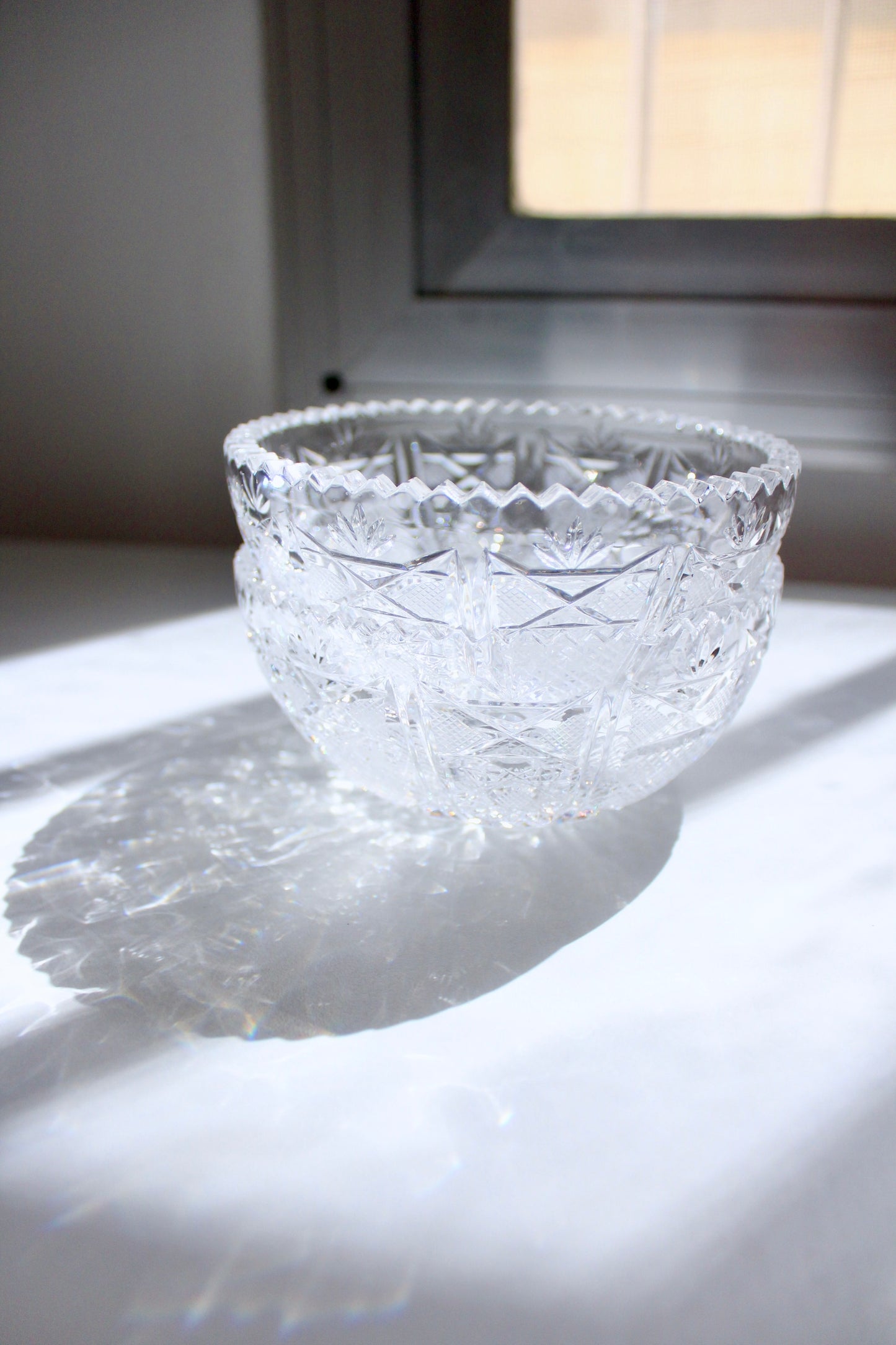 Set of Clear Bohemian Cut Crystal Serving ware