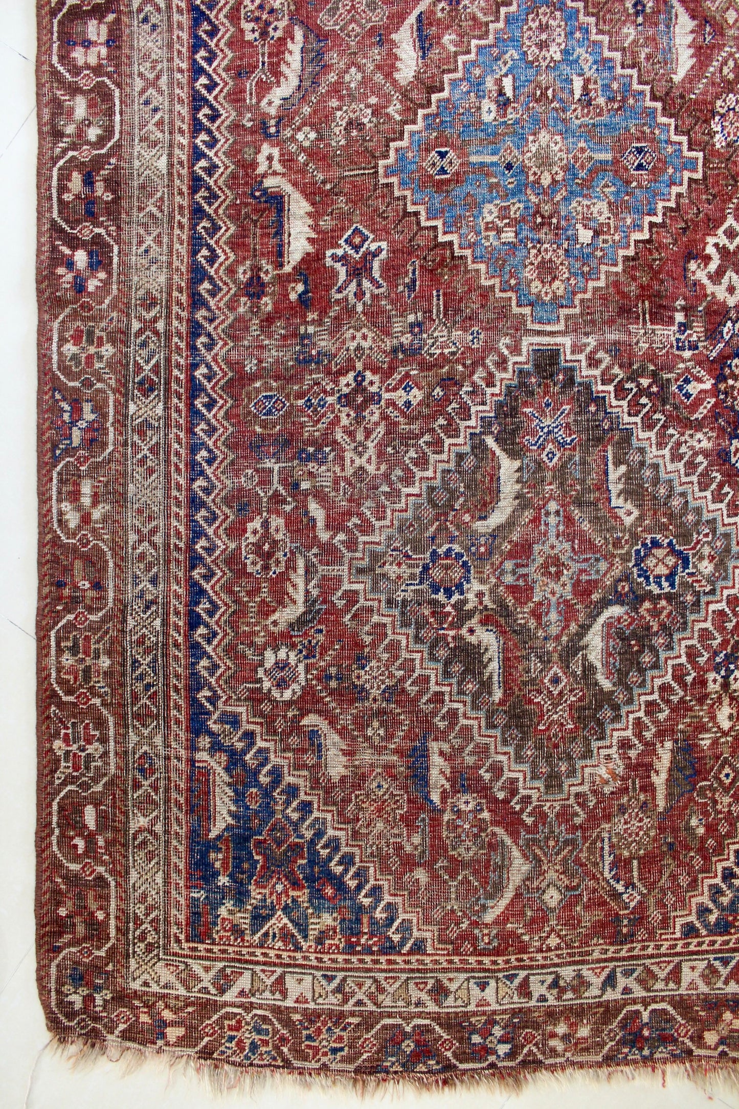 Antique Persian Qashqai Carpet 80-100 Yrs Old - 132x245