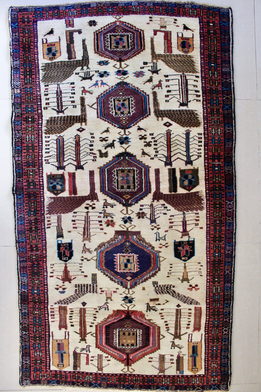 Vintage 1980s-1990s Persian Qashqai Gabbeh - 95x164