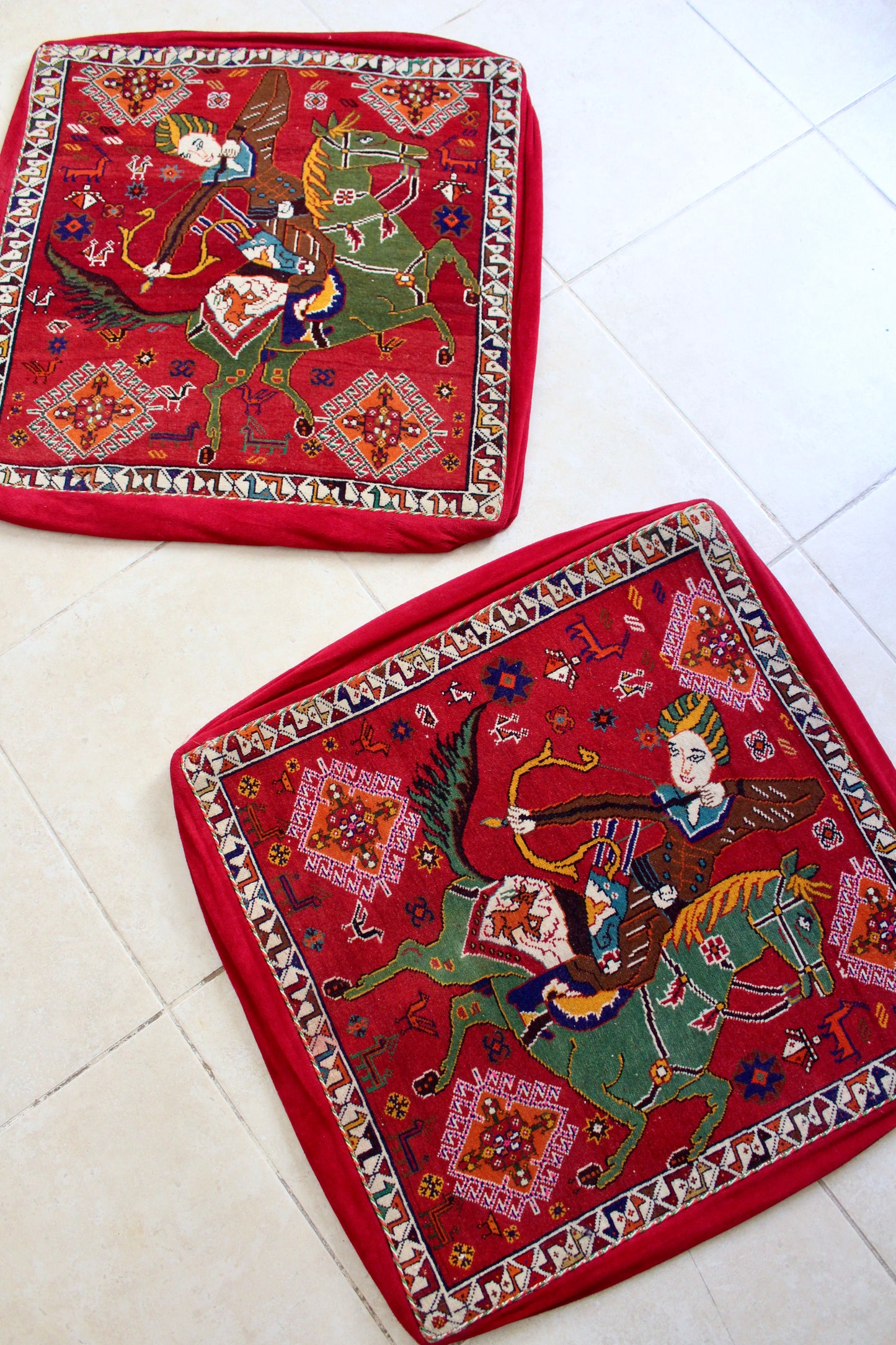 Vintage Qashqai Floor Cushion Covers Set - 66cm x 69cm